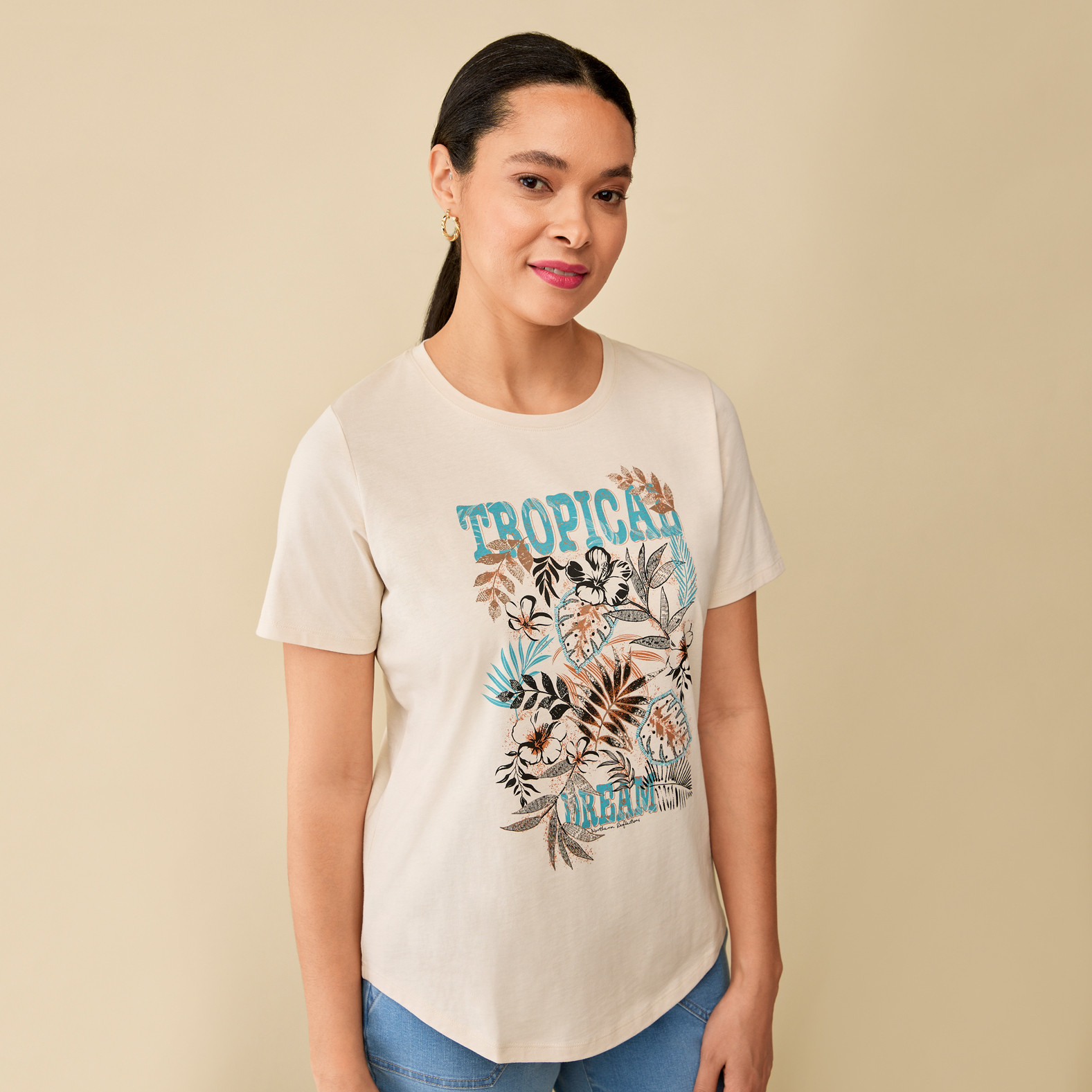 Semi Fit Tropical Print Tee