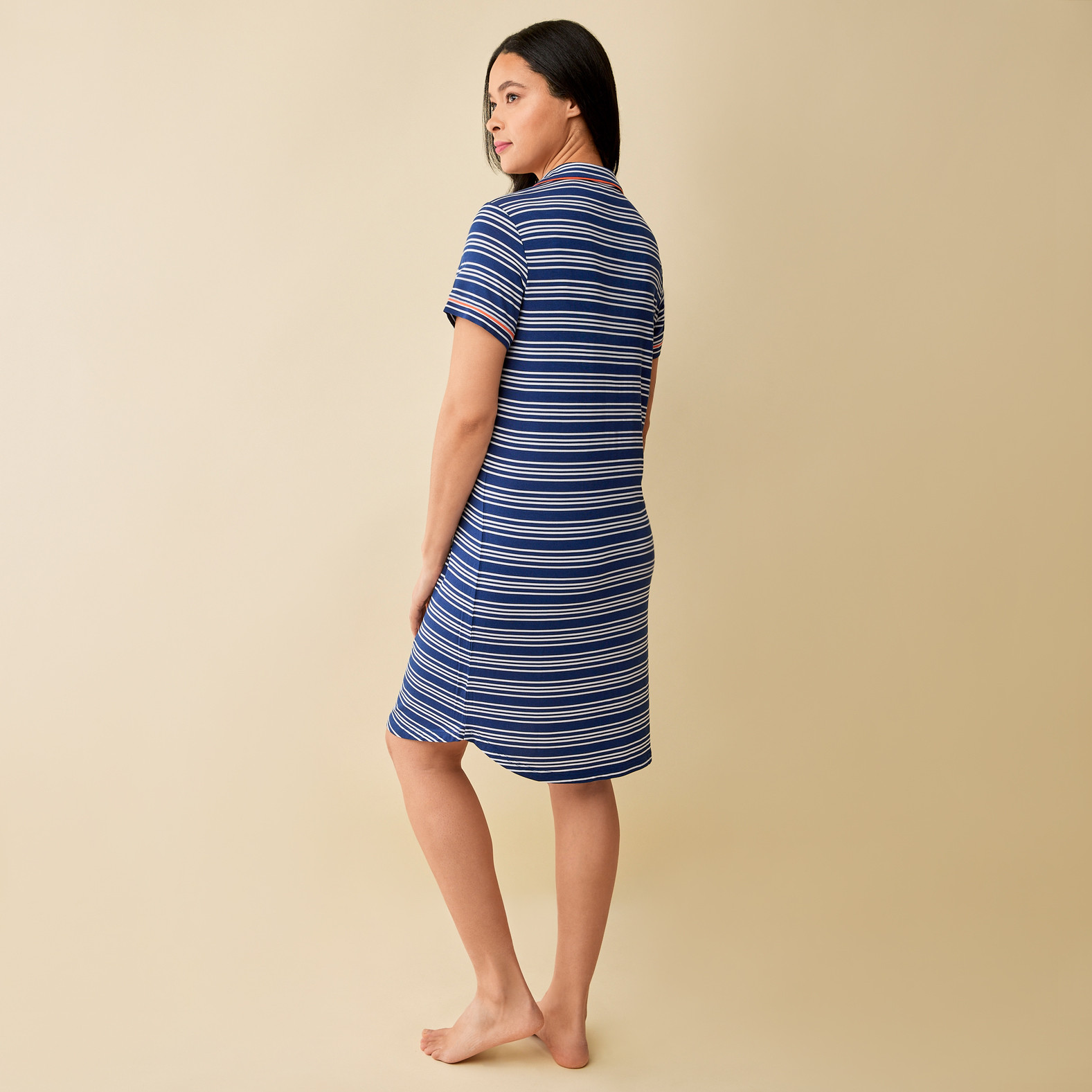 Striped Modal Nightshirt Back View