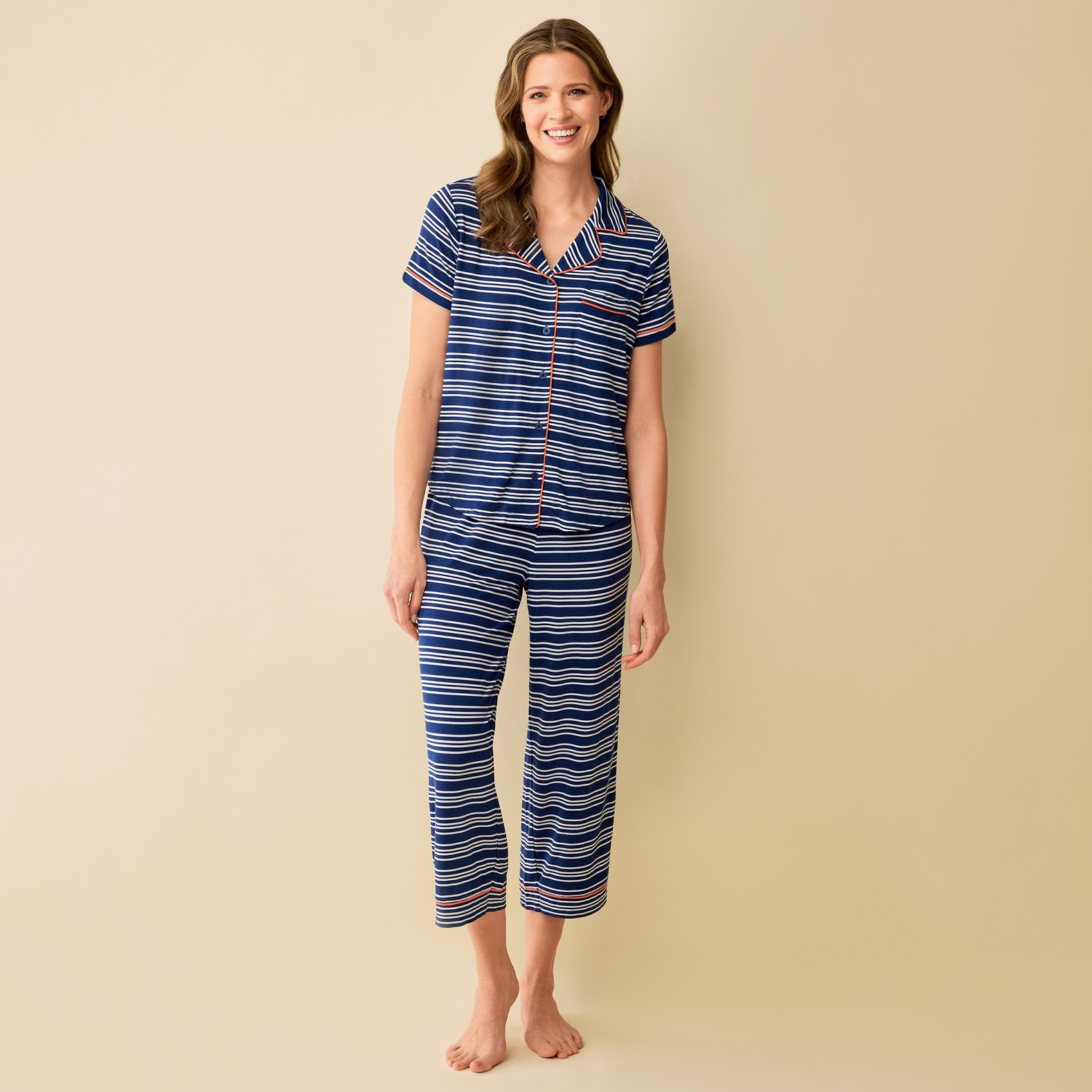 Striped Modal Pyjama Set Full Body