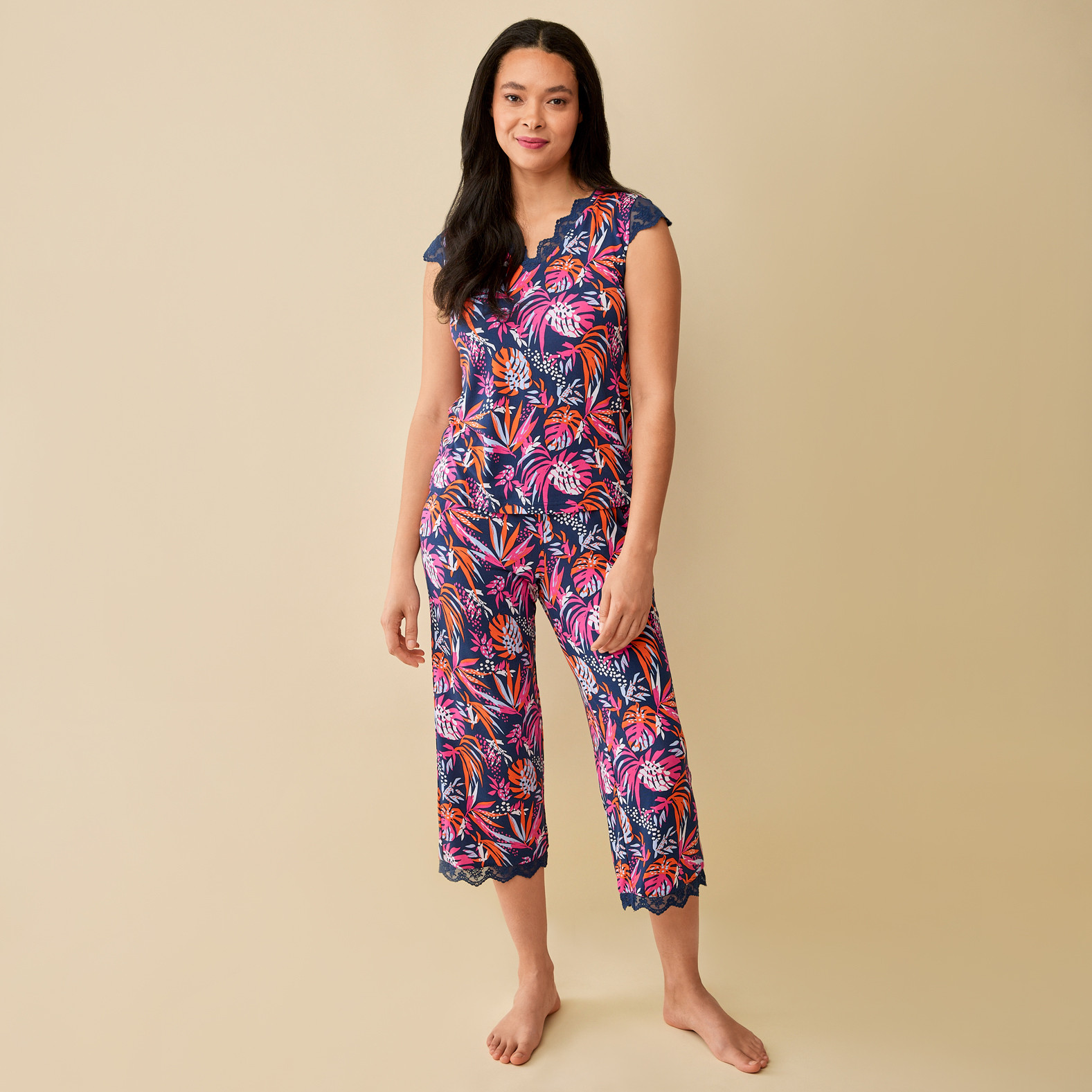 Tropical Print Modal Pyjama Set