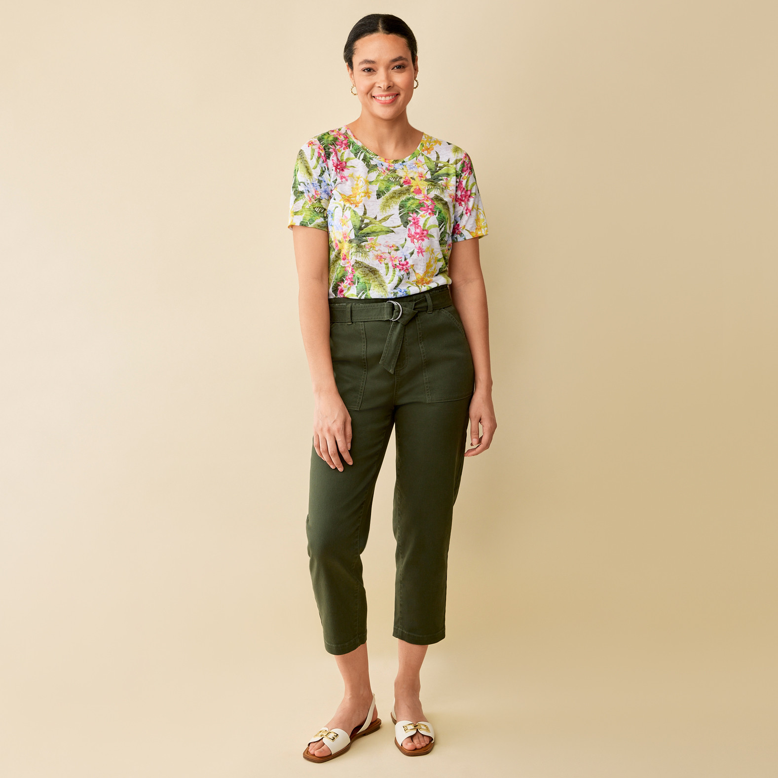 Tropical Print Short Sleeve Top Alternate Outfit