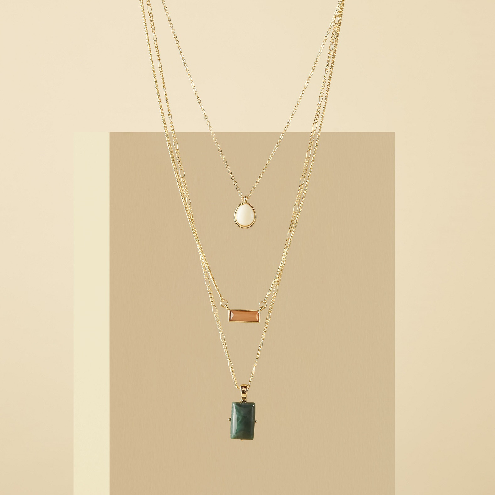 3-Row Pendant Necklace