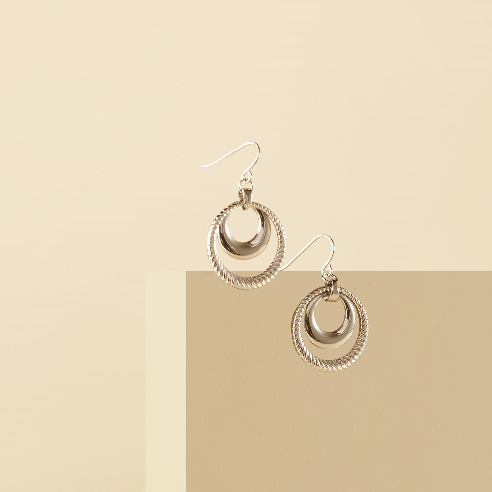 Double Circle Drop Earrings
