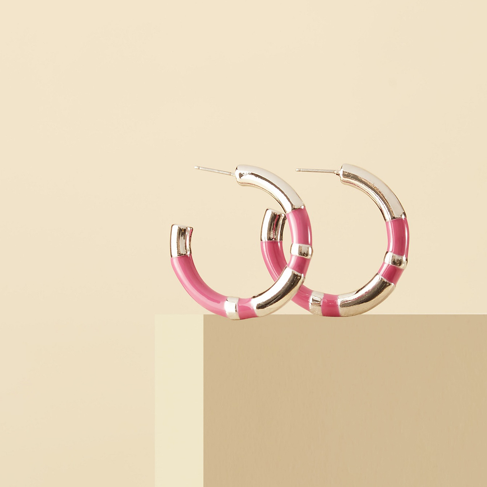 Medium Hoop Earrings-Azalea Pink