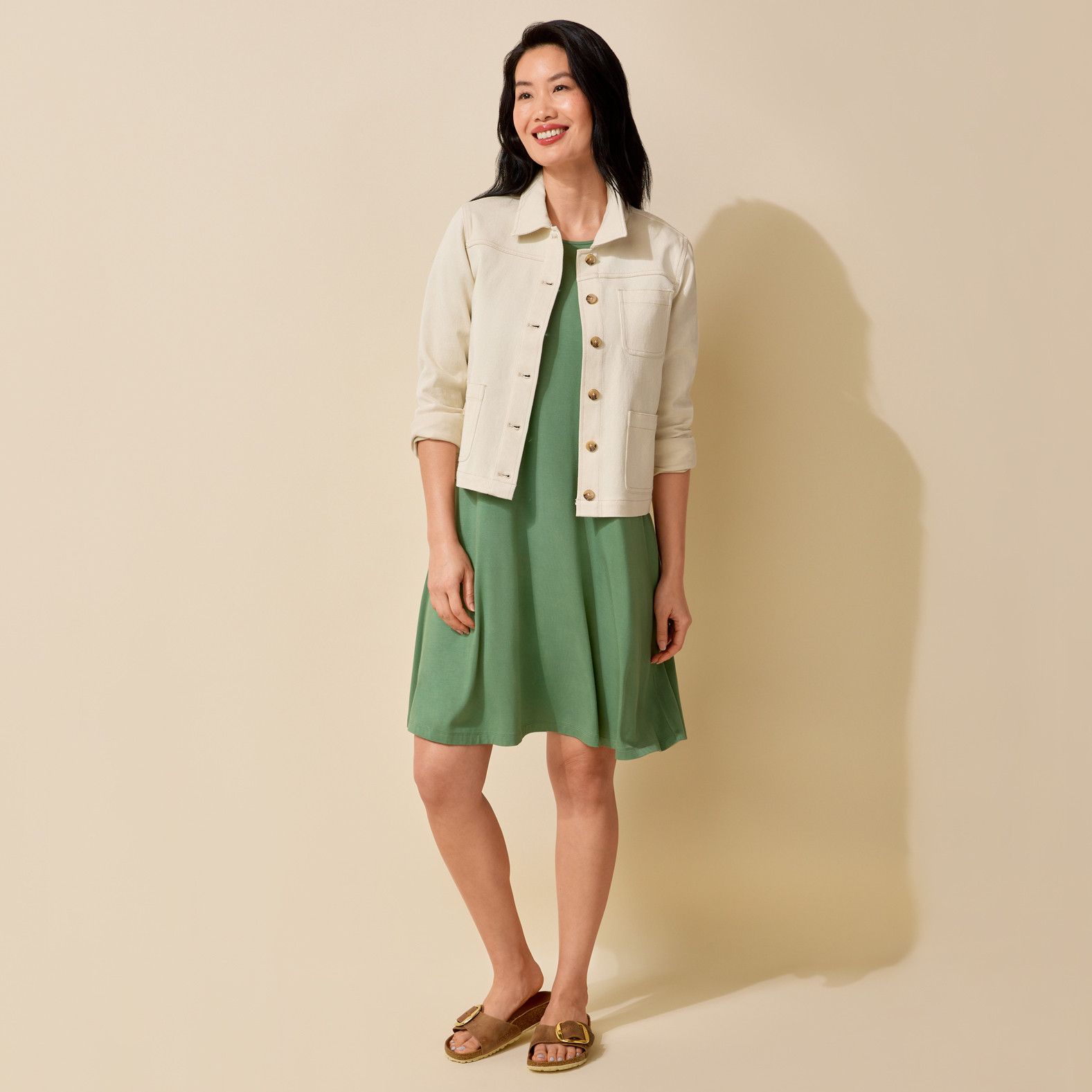 Short Sleeve Swing Dress Full Body