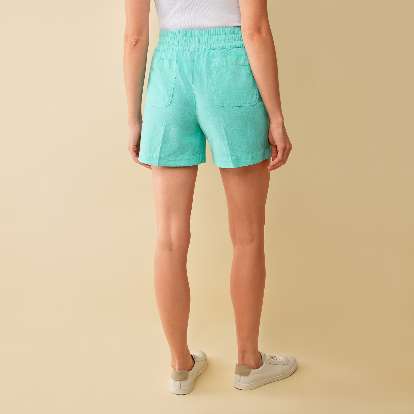 Effortless Cotton Short Back View - Sea Green