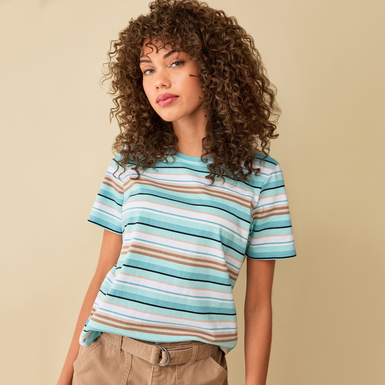 Petite - Semi Fit Striped Tee