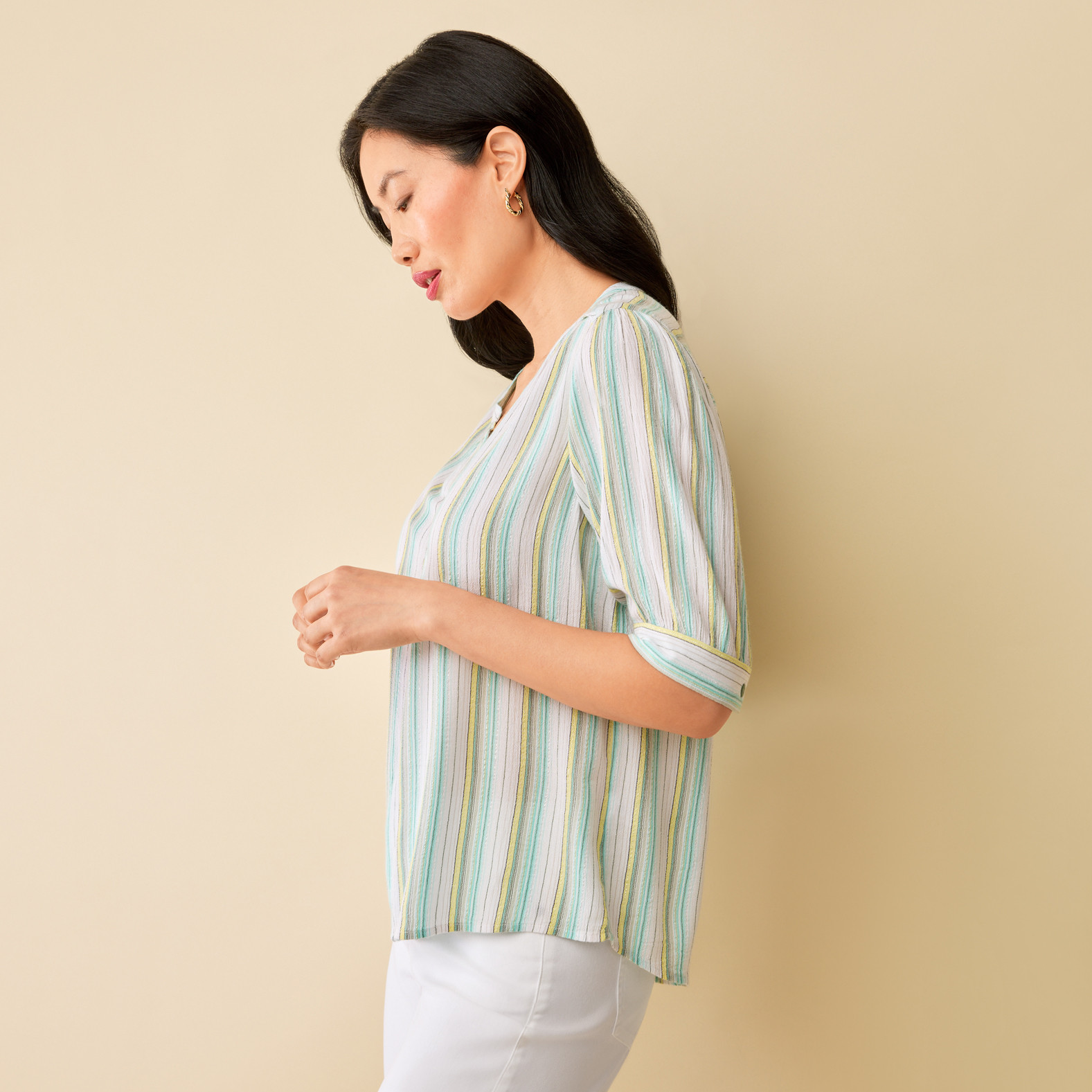 Short Sleeve Striped Top  Side View