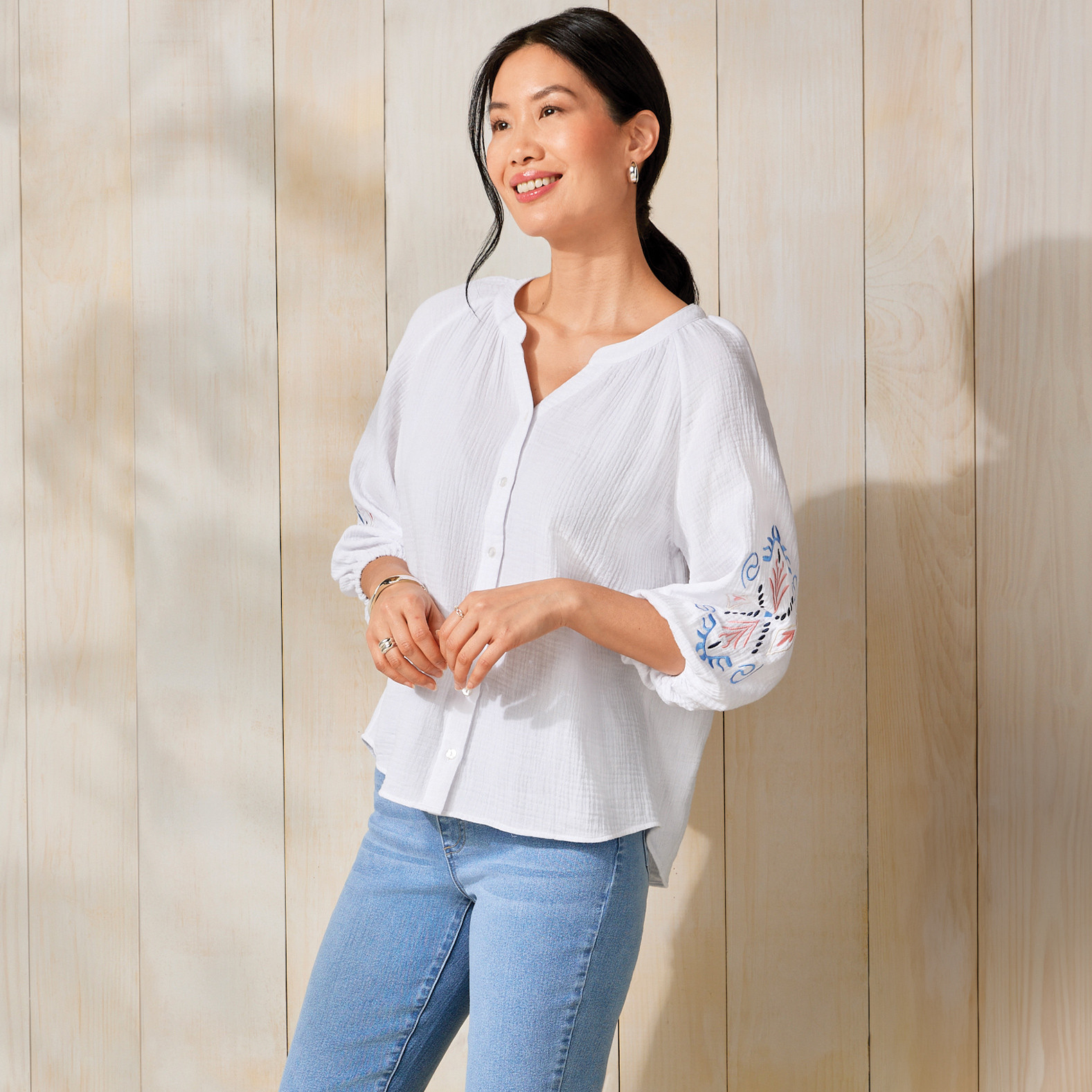 White Cotton Gauze Shirt