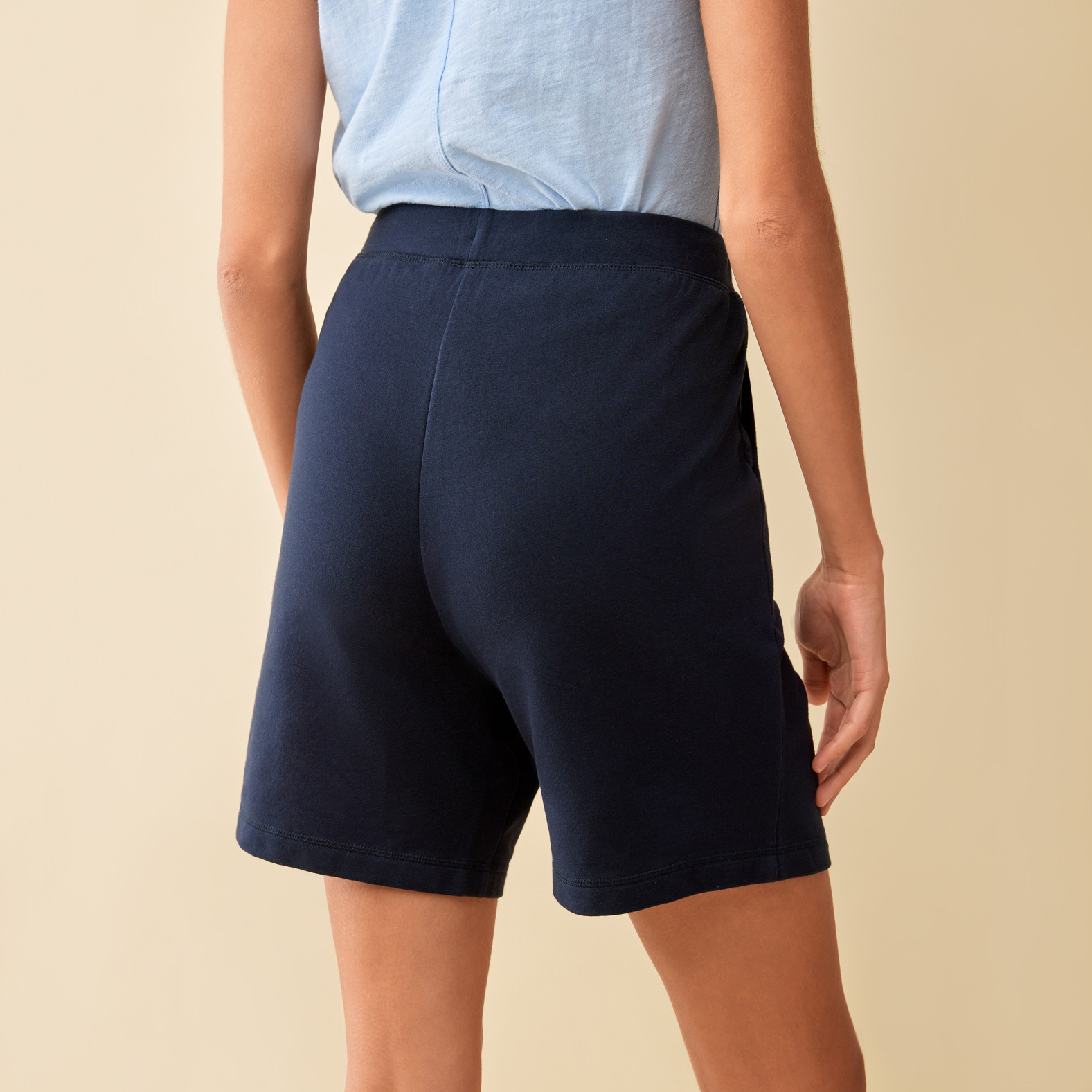 Iconic Logo French Terry Short Back View - Navy