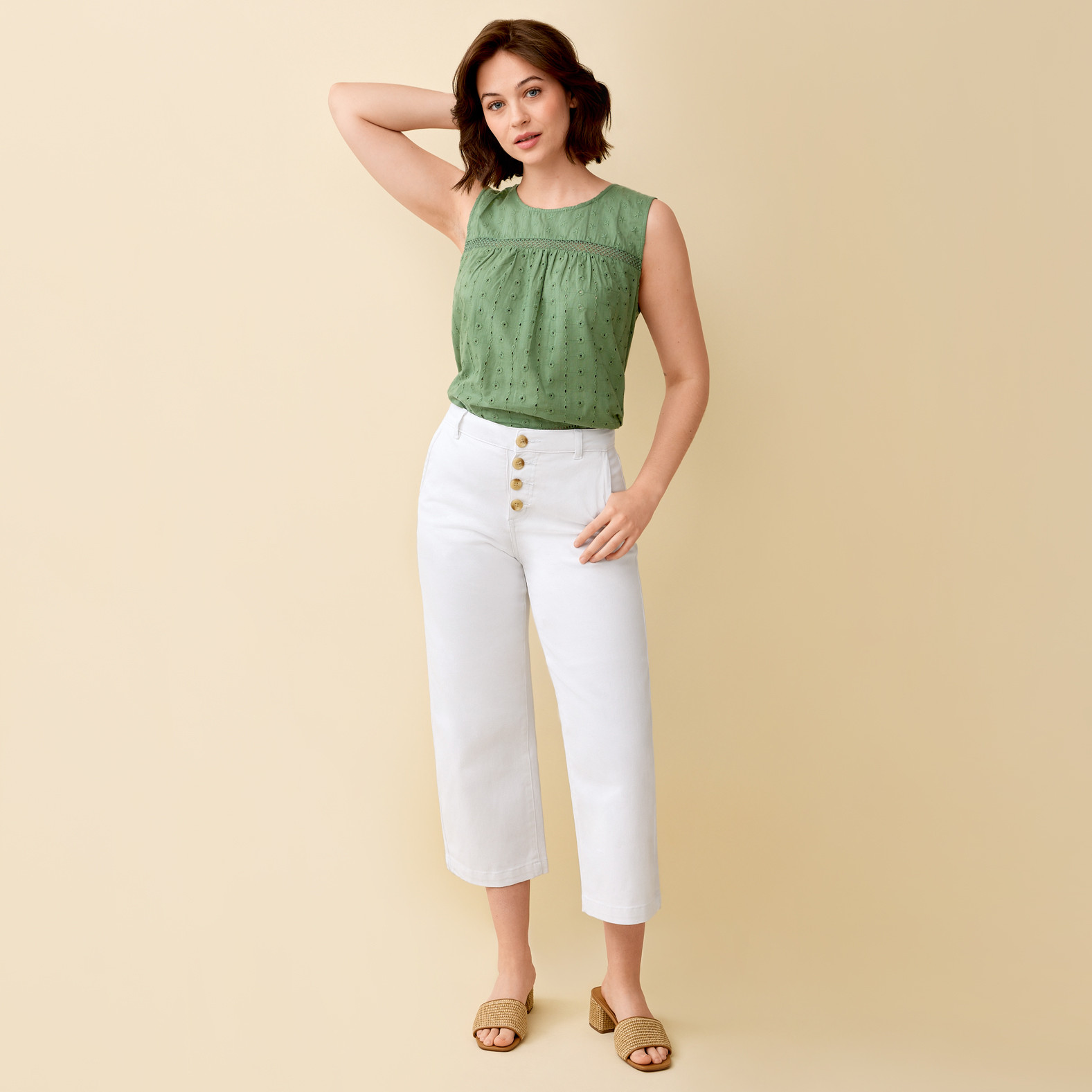 Button Front Crop Pant