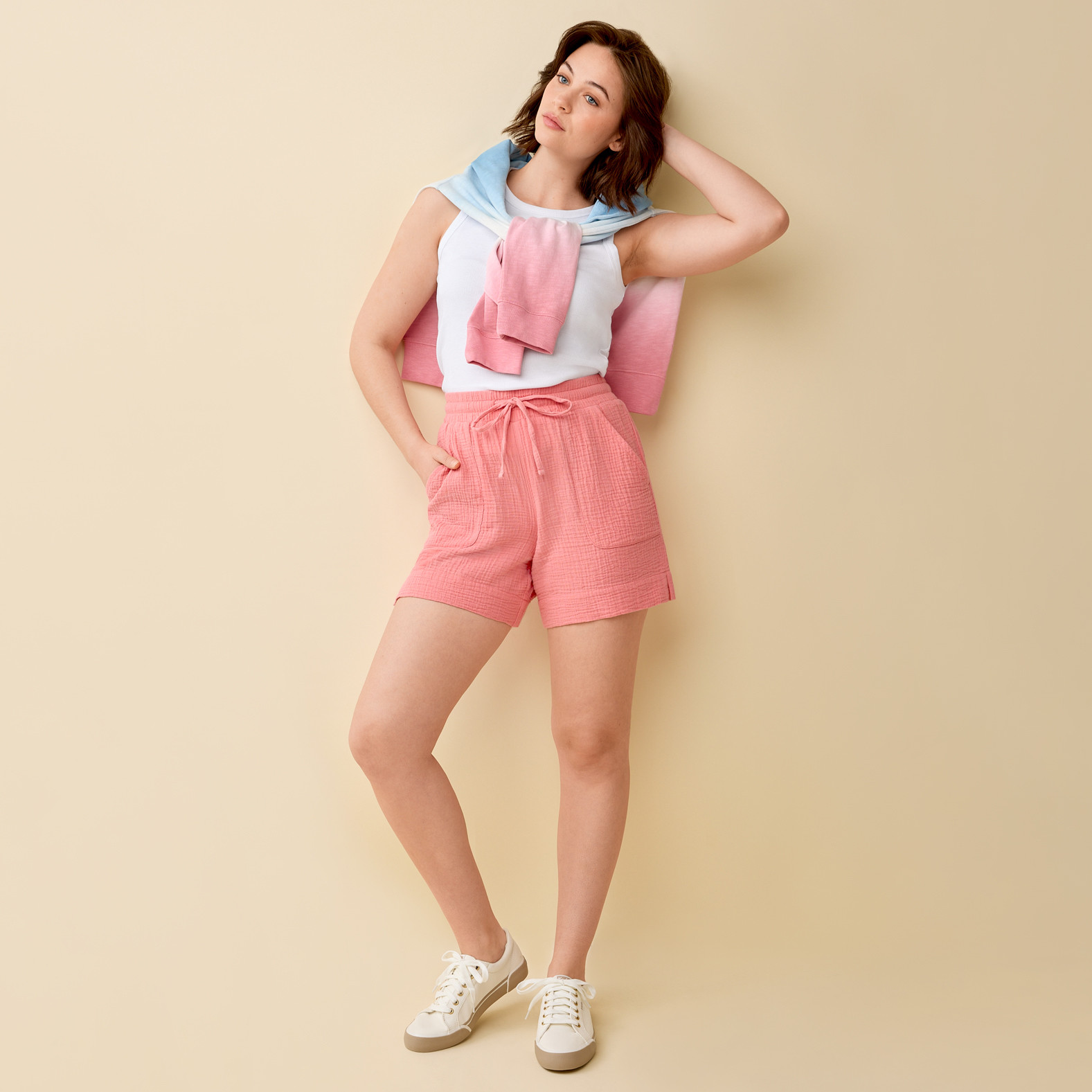 Cotton Gauze Short Full Body - Seashell Pink