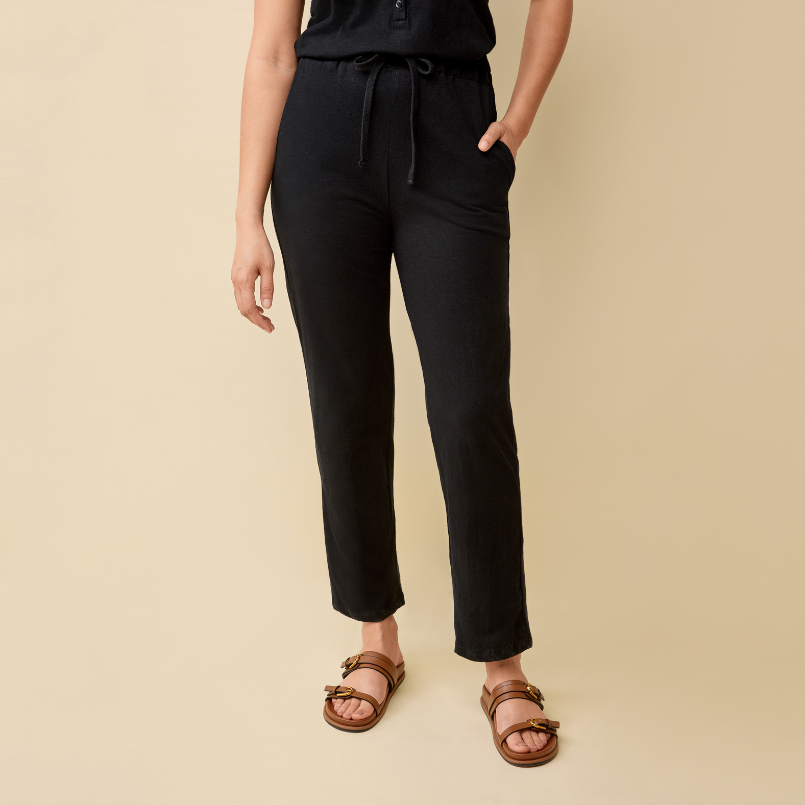 Cotton Tank Top Jumpsuit Bottom Half - Black