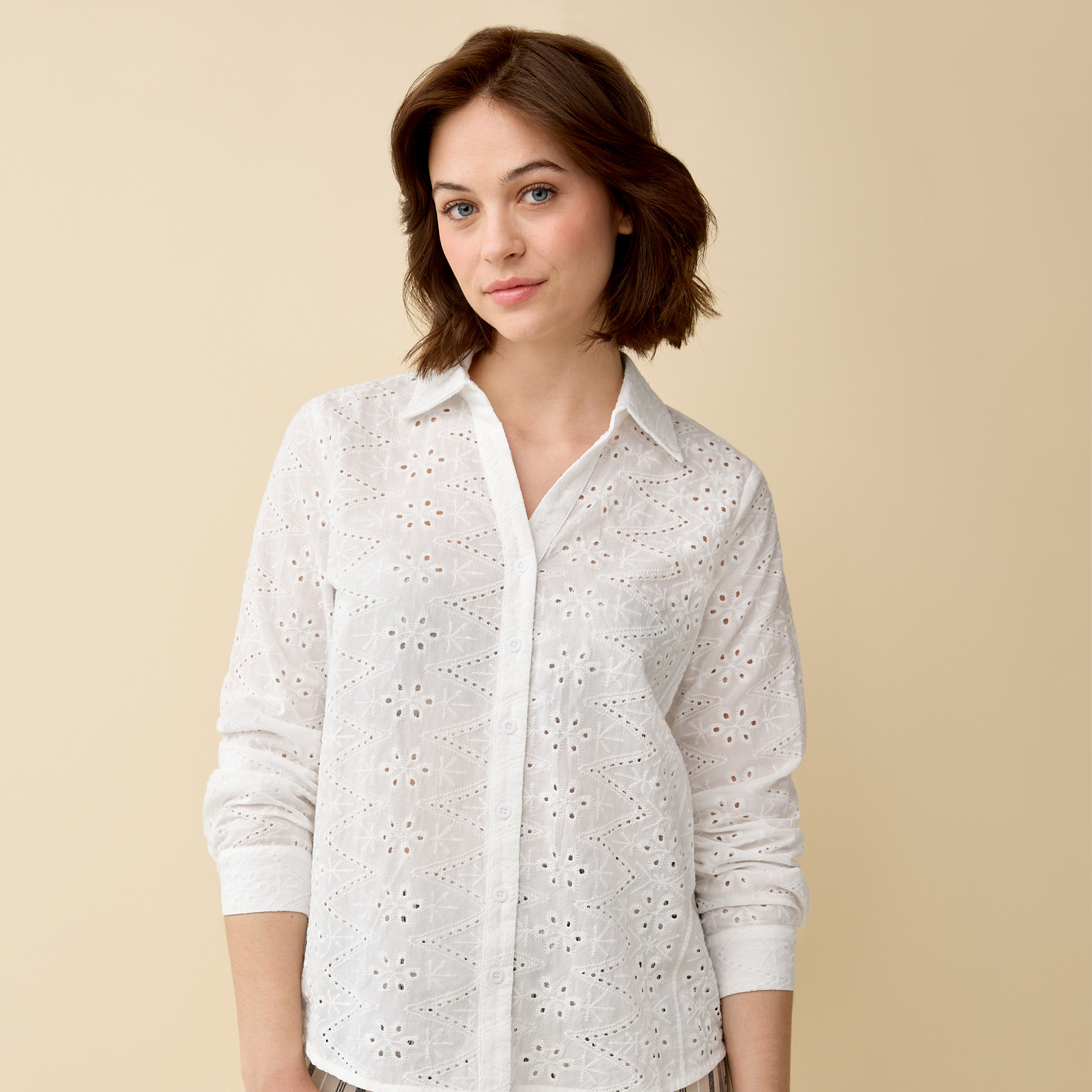 Eyelet Long Sleeve Top