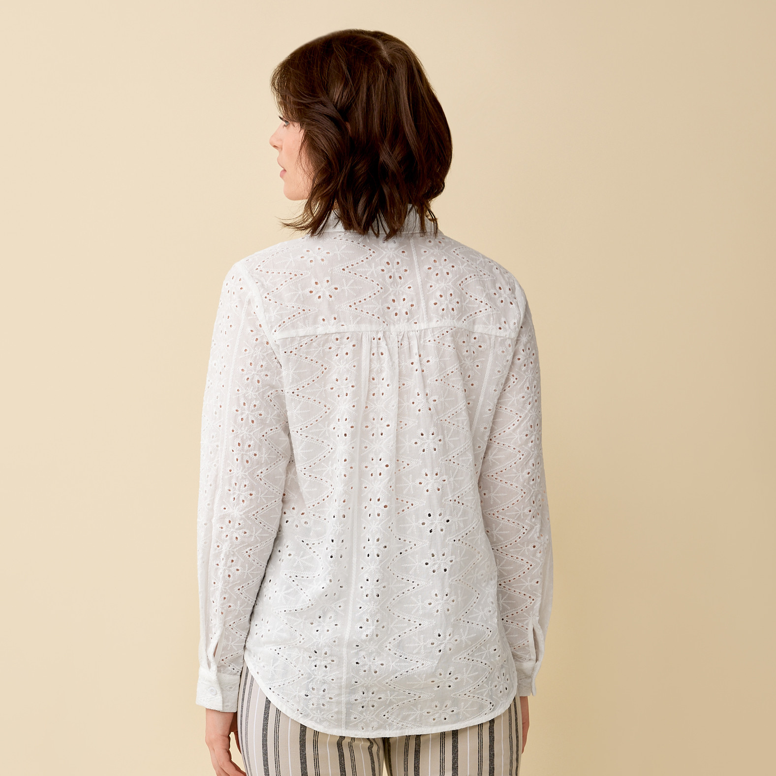 Eyelet Long Sleeve Top Back View