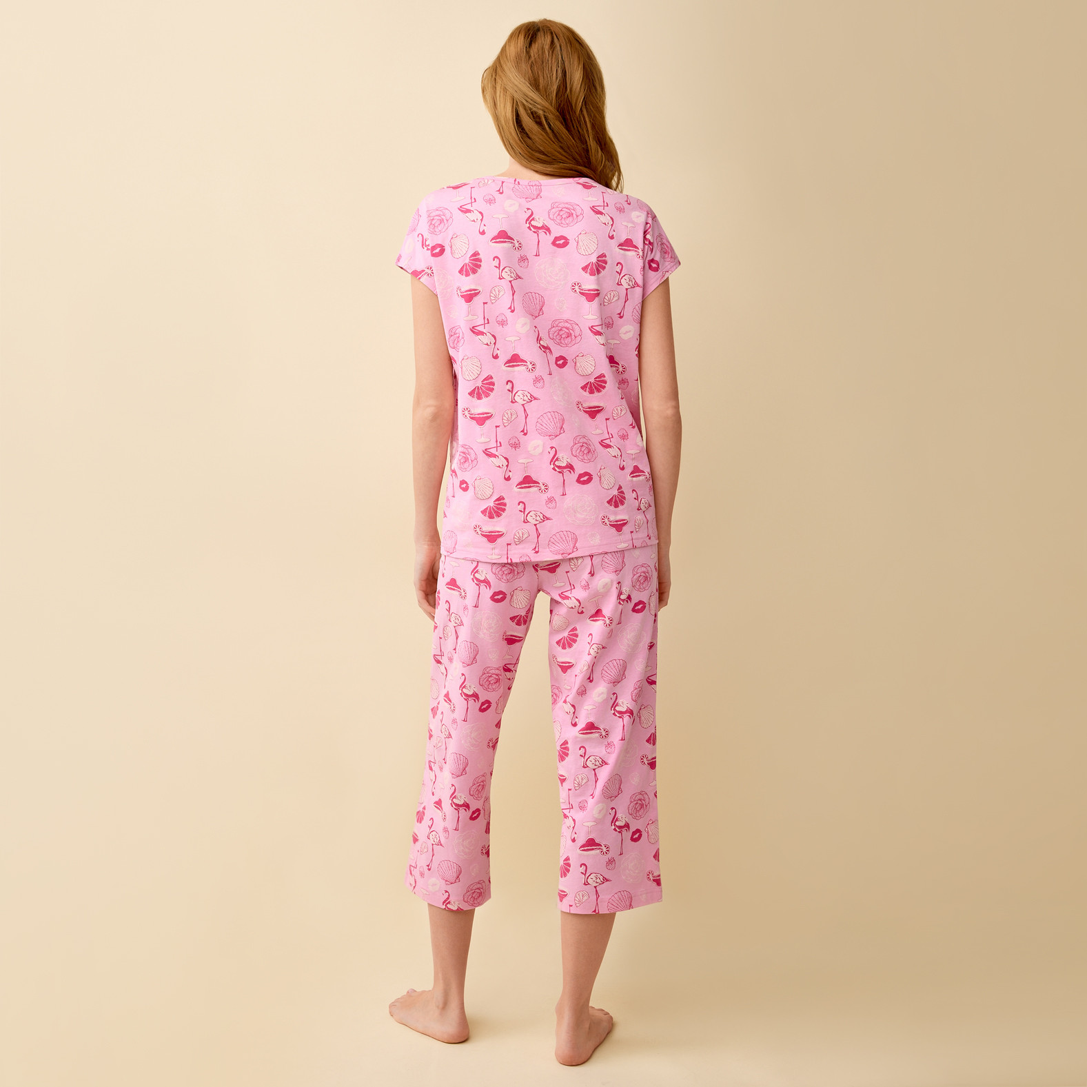 Flamingo Print Pyjama Set Back View