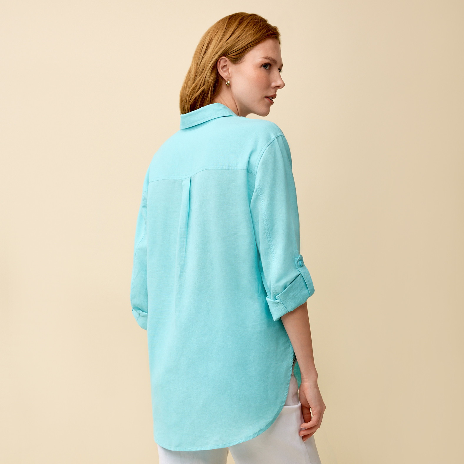 Linen-Cotton Button Down Shirt Back View
