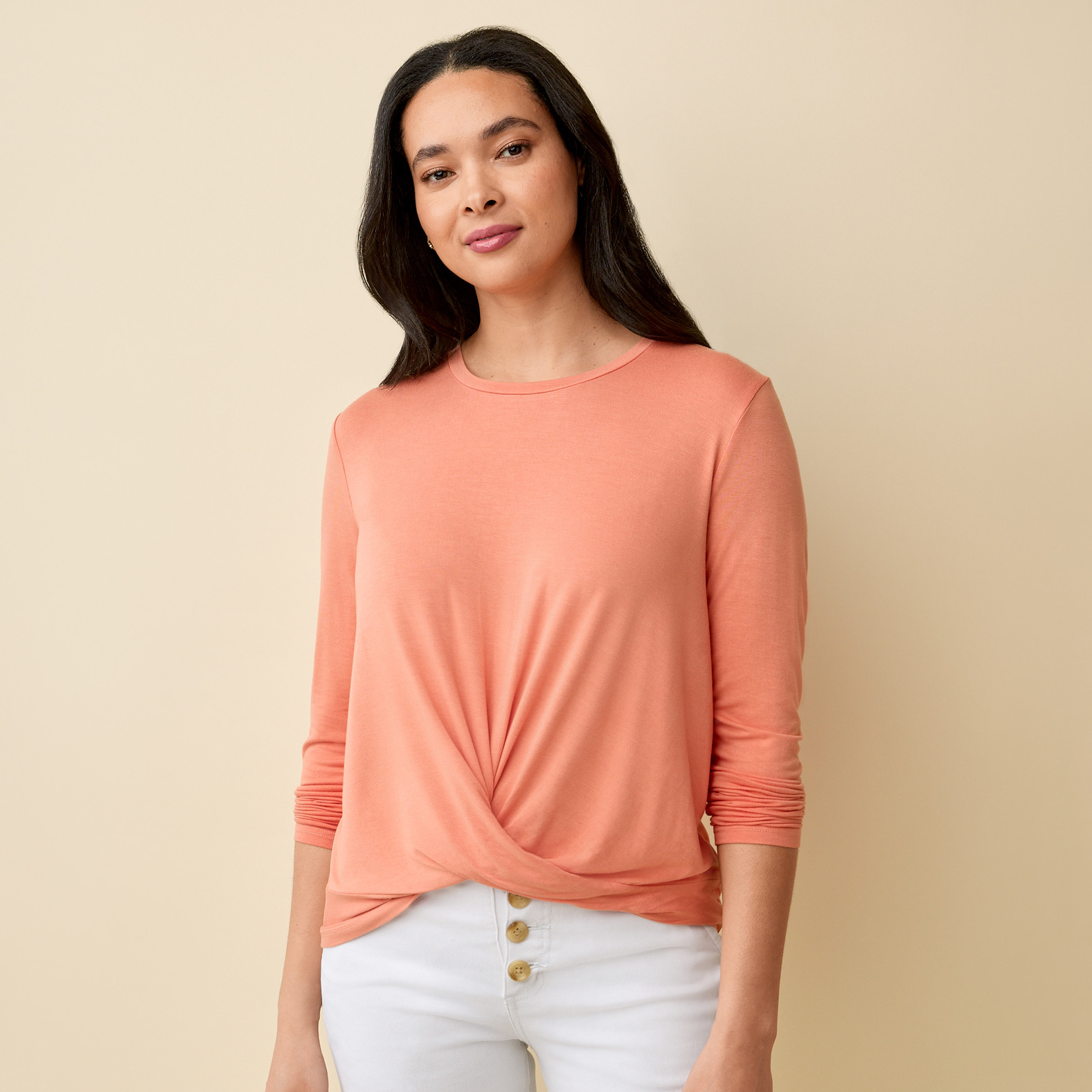 Long Sleeve Knot Detail Top Half Body