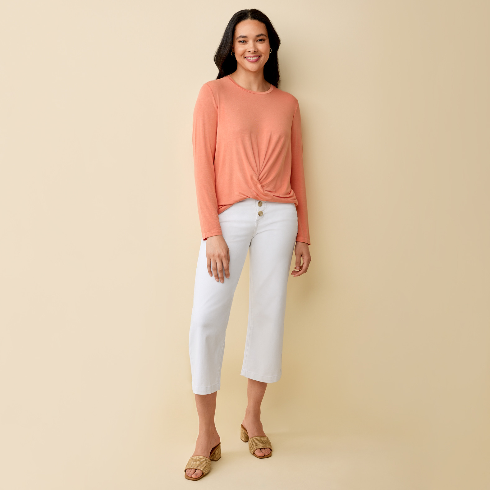 Long Sleeve Knot Detail Top Full Body