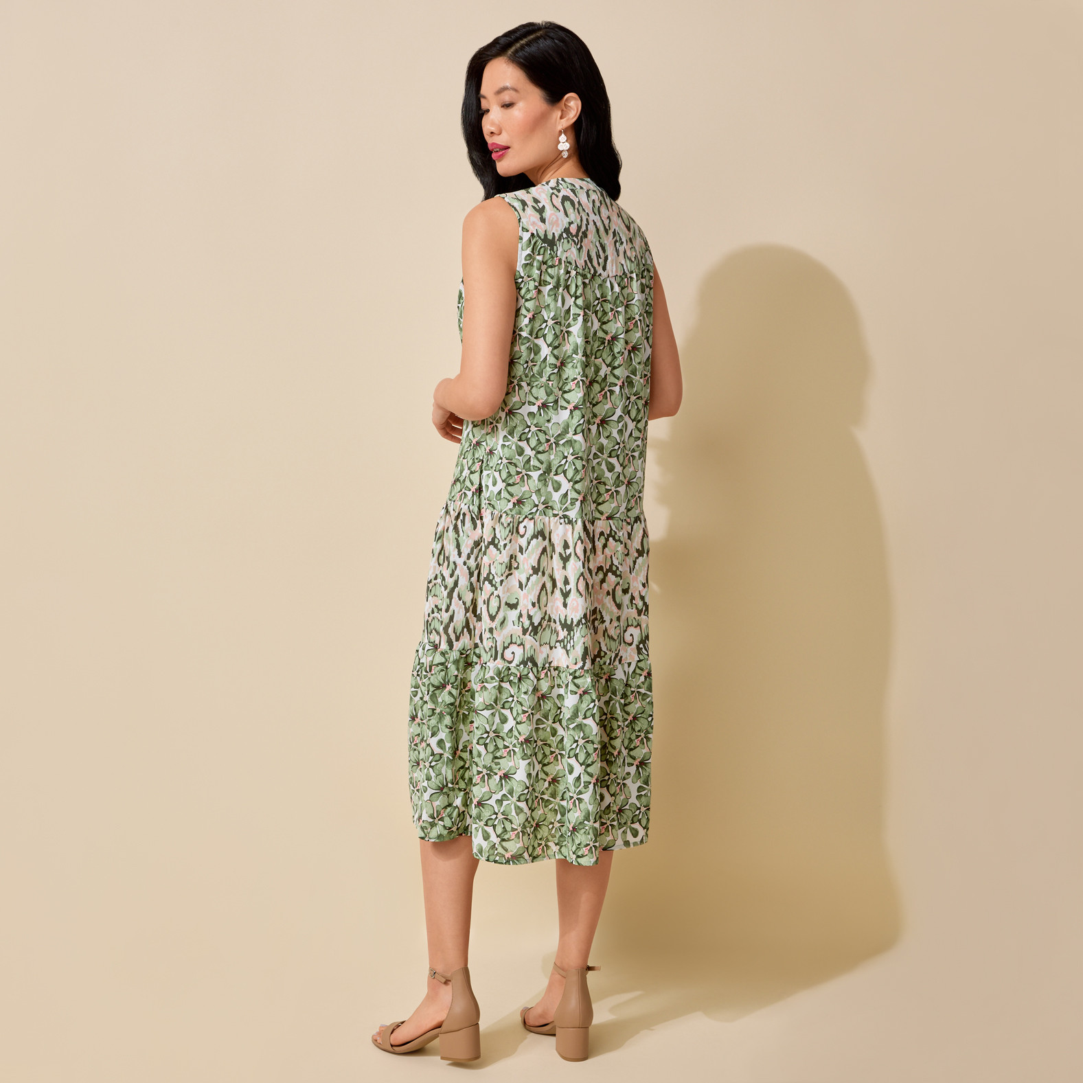 Mixed Patterns Sleeveless Dress Back View
