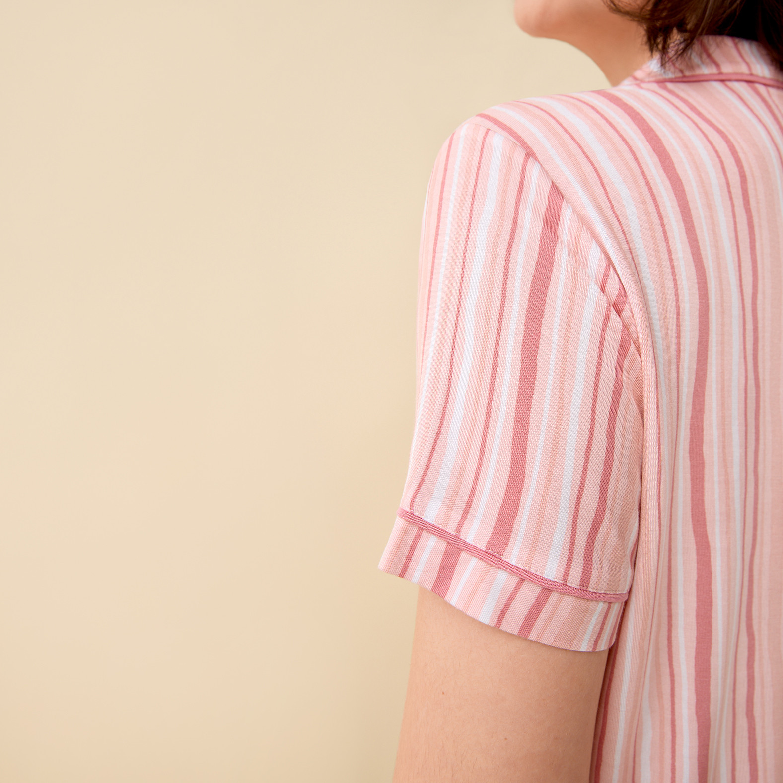 Pink Stripes Modal Pyjama Set Close Up