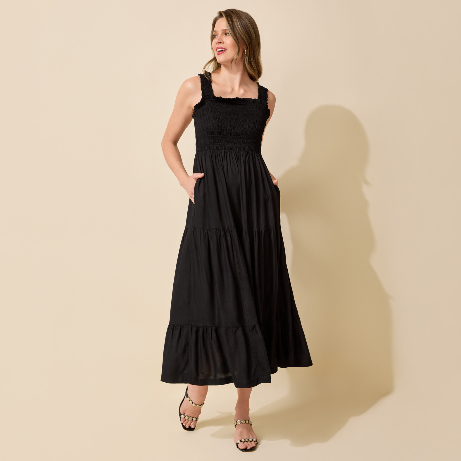 Smocked Tiered Sleeveless Dress