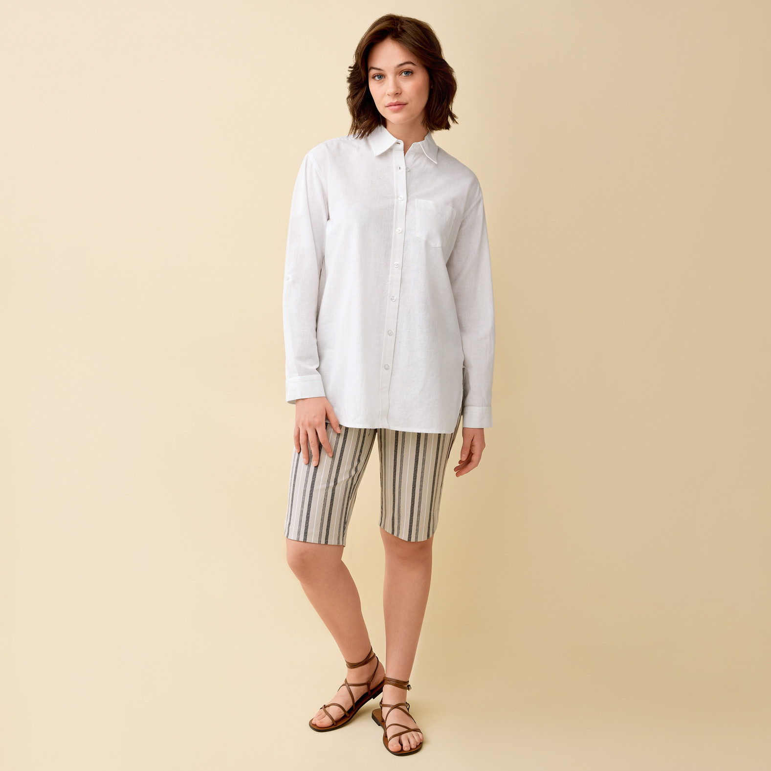 White Button Down Shirt Full Body