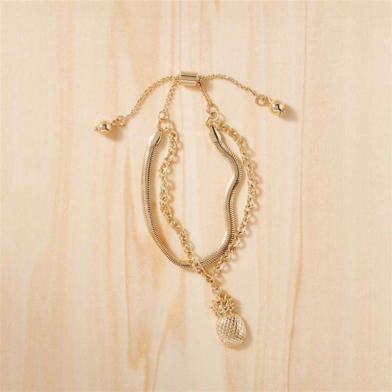 2 Row Chain Bracelet with Pine Charm
