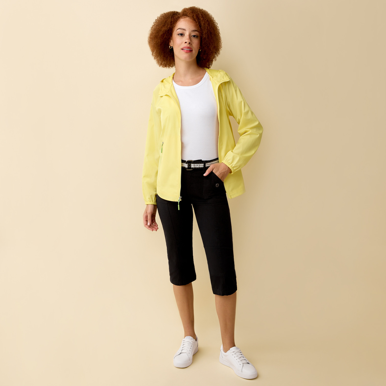 Cotton Stretch Belted Capri