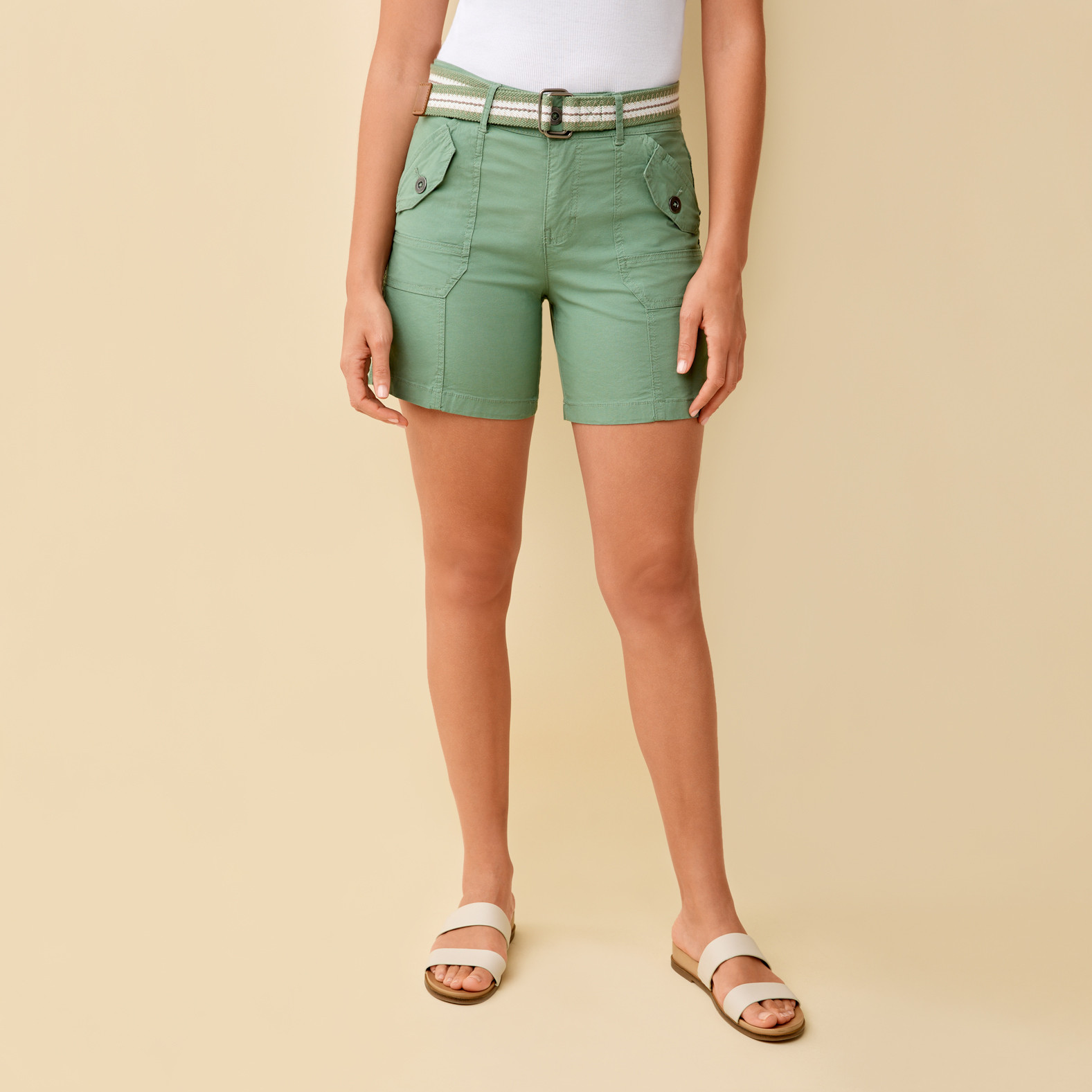 Cotton Stretch Belted Short Half Body
