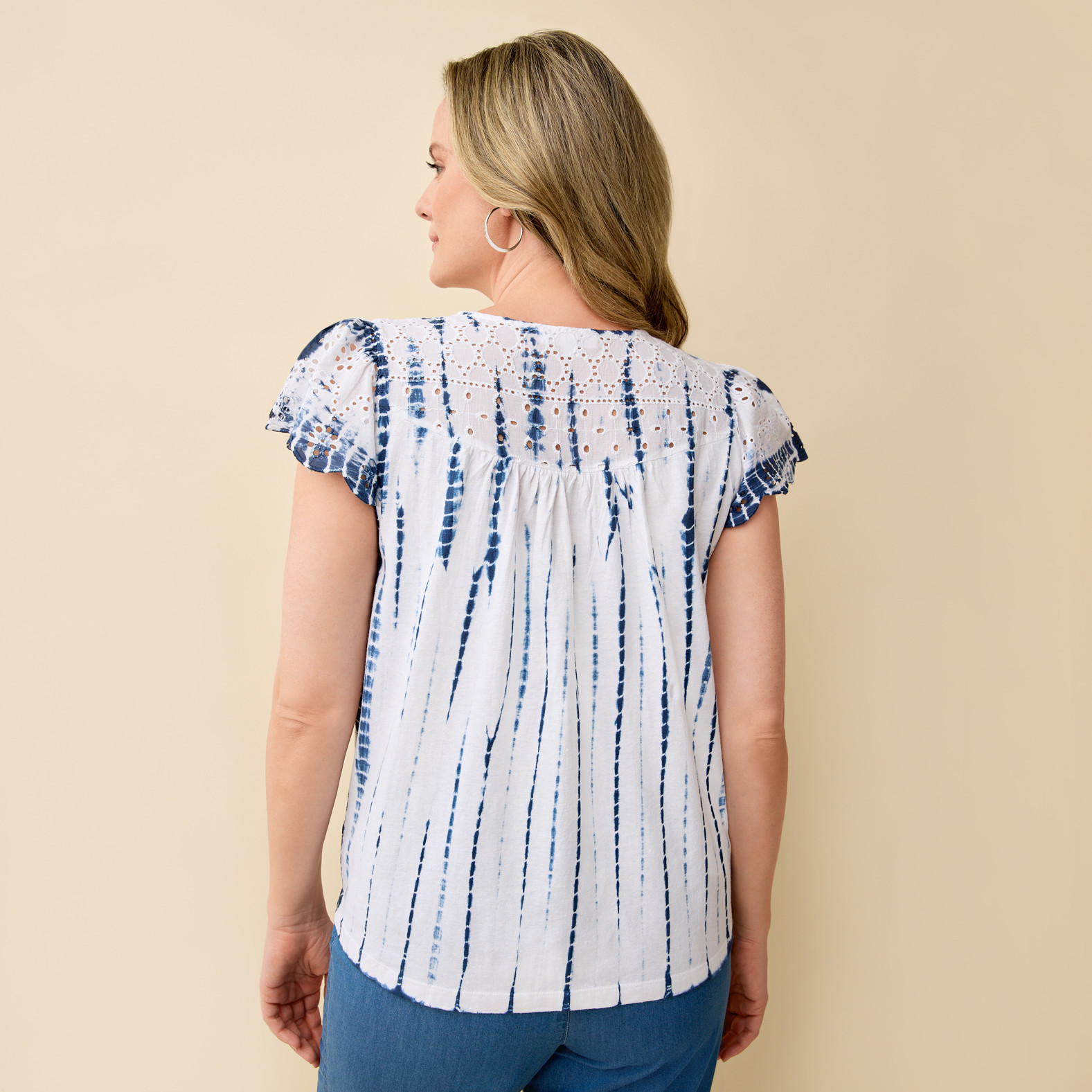 Petite - Cotton Linen Tie Dye Top Back View