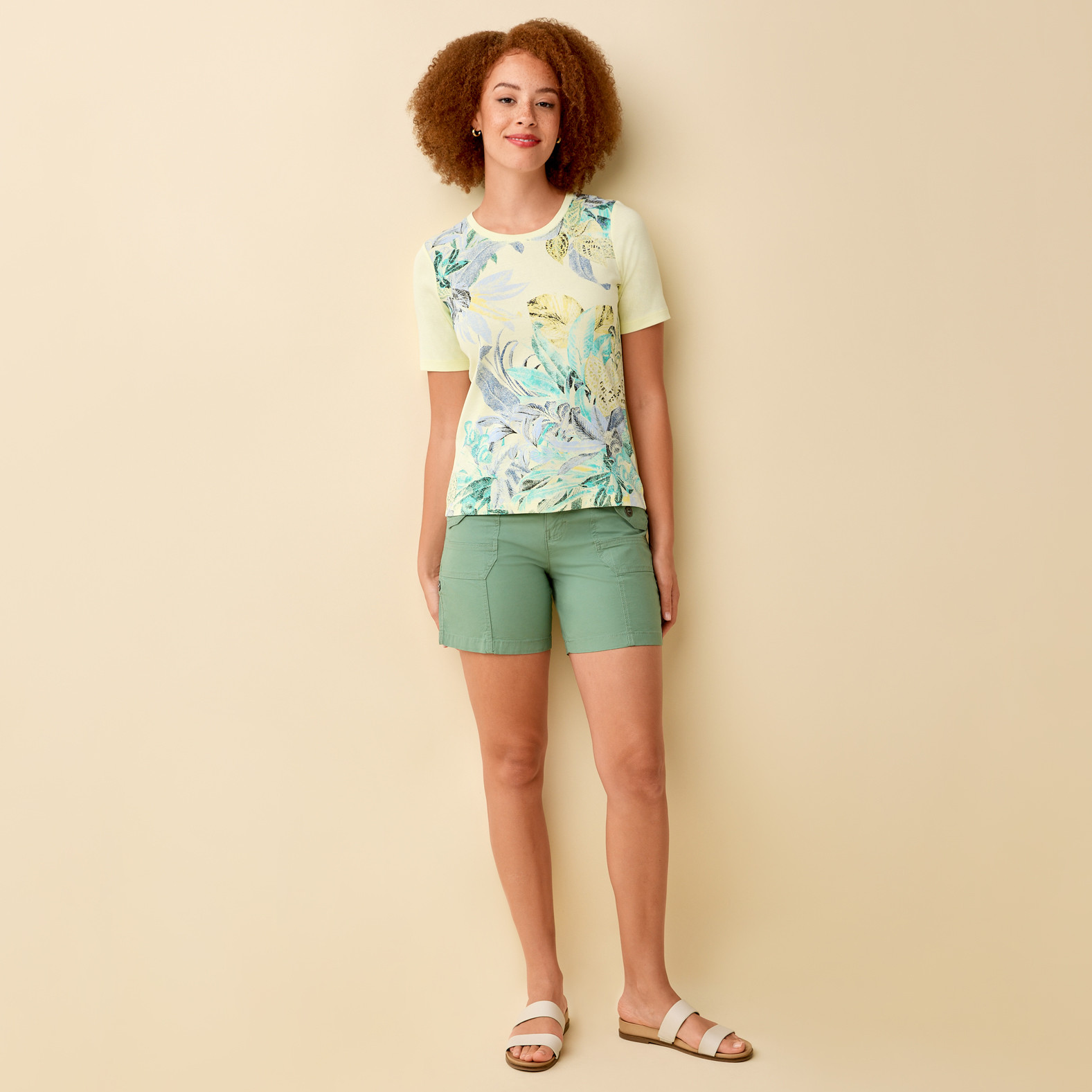 Petite - Everyday Fit Plant Print Tee Full Body
