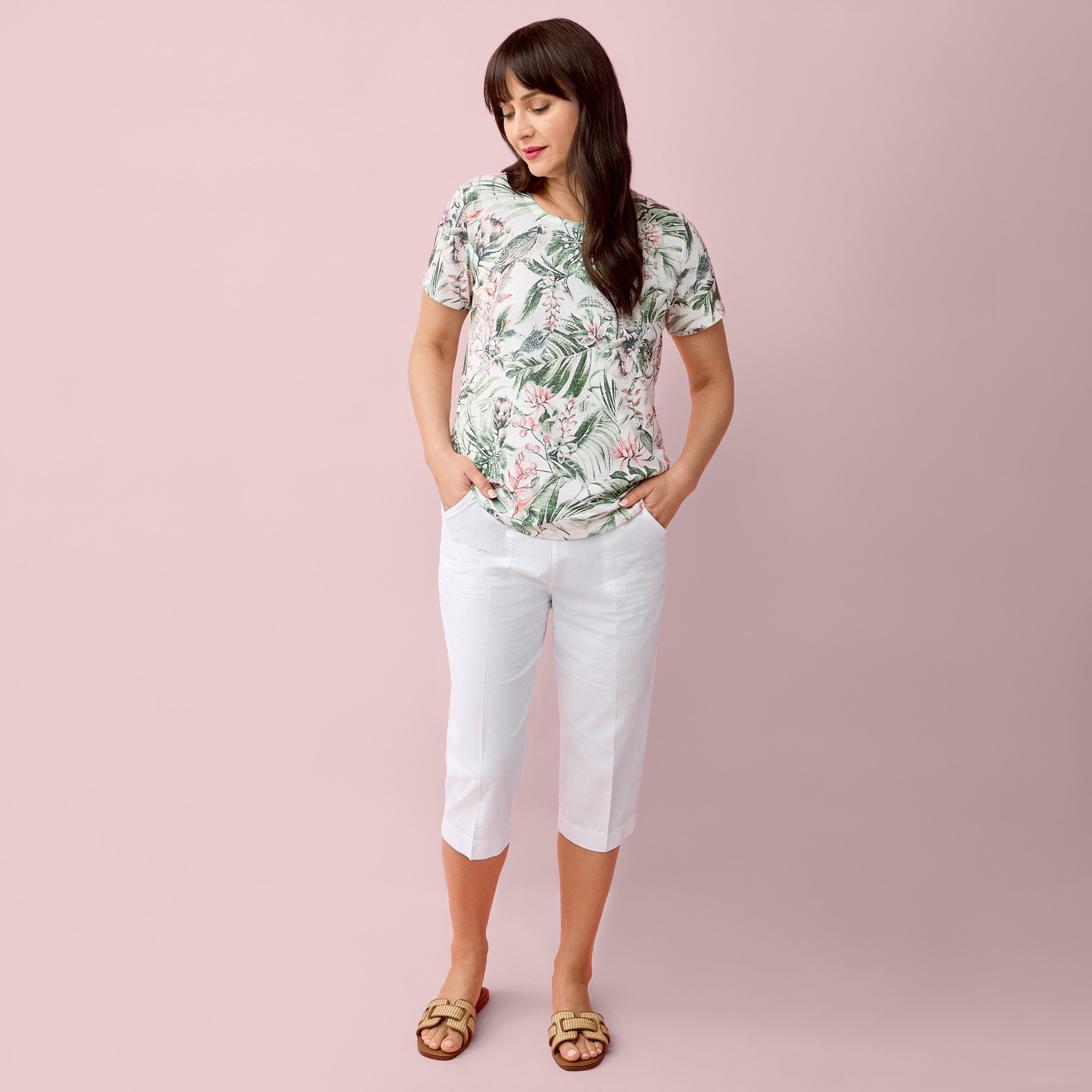 Petite - Plant Print Sublimation Top Full Body