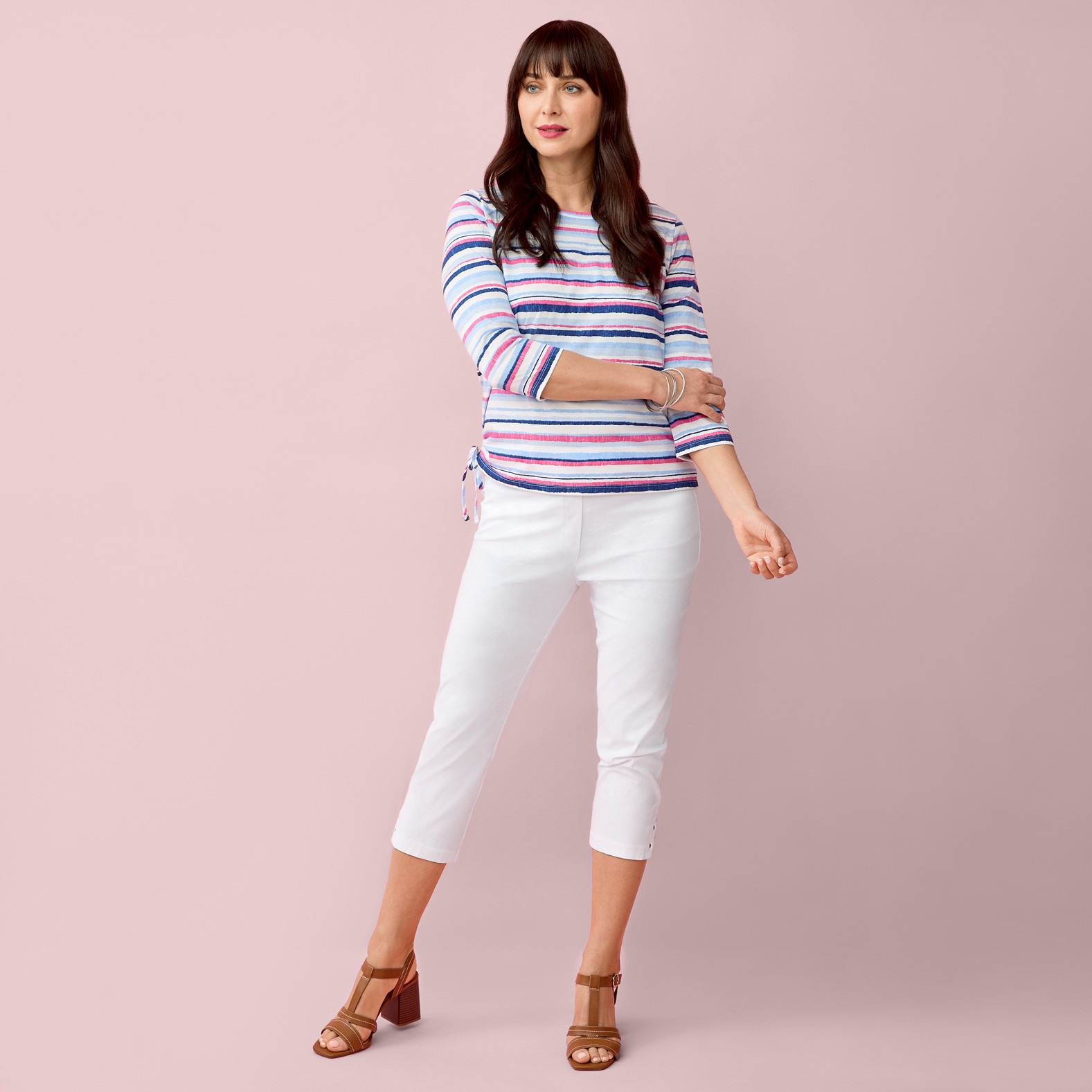 Watercolour Stripes Crewneck Top Full Body