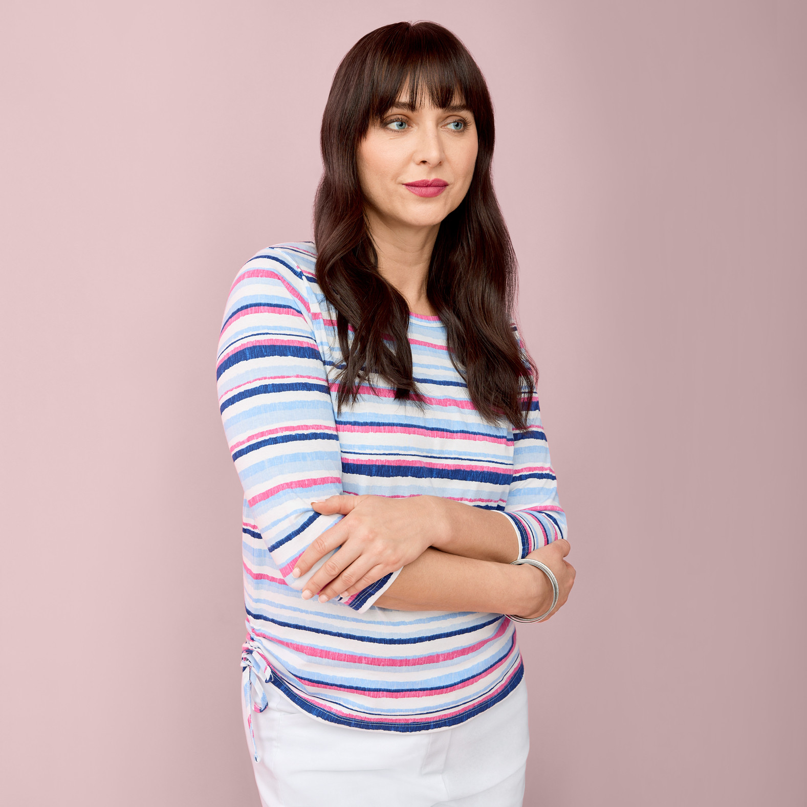 Watercolour Stripes Crewneck Top Half Body