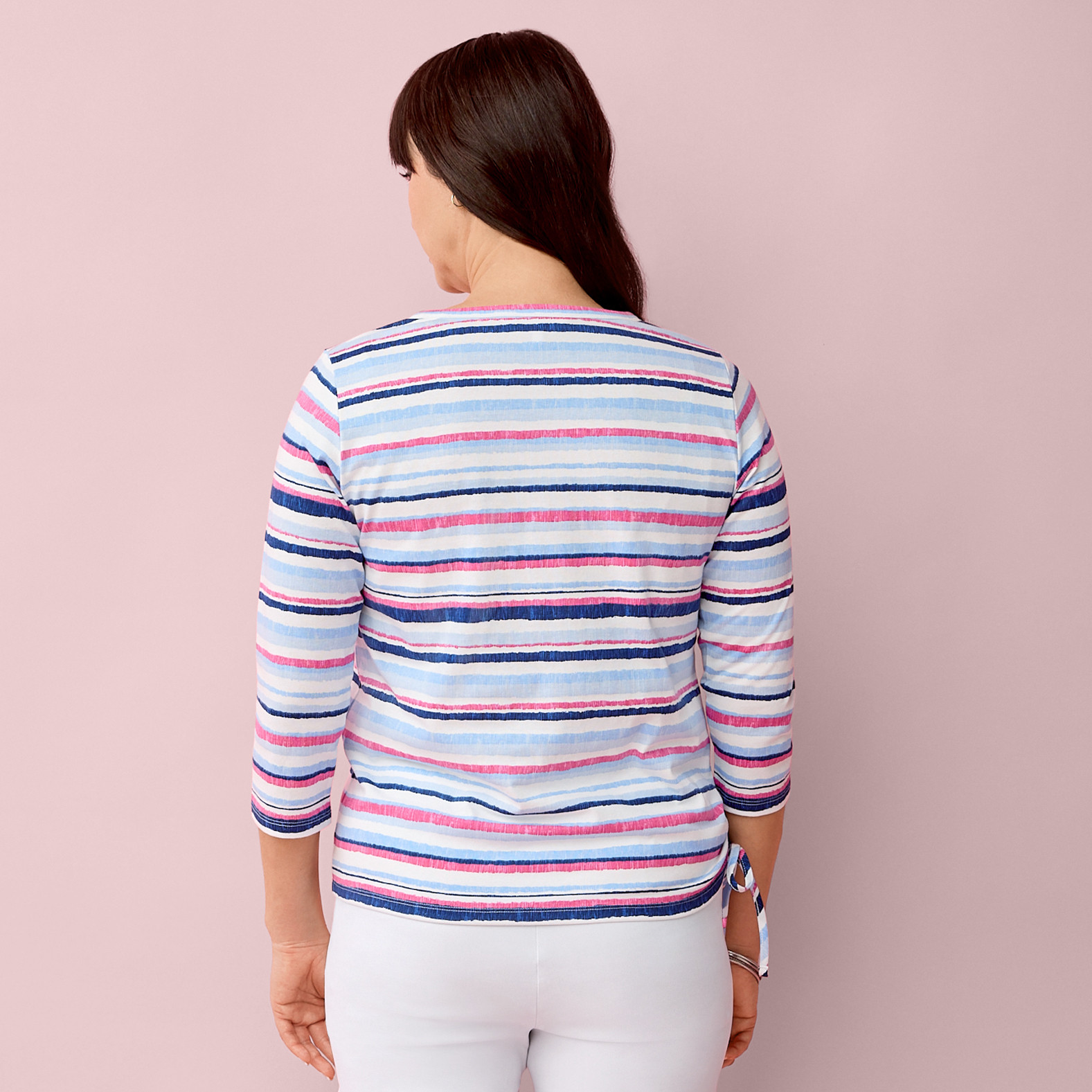 Watercolour Stripes Crewneck Top Back View