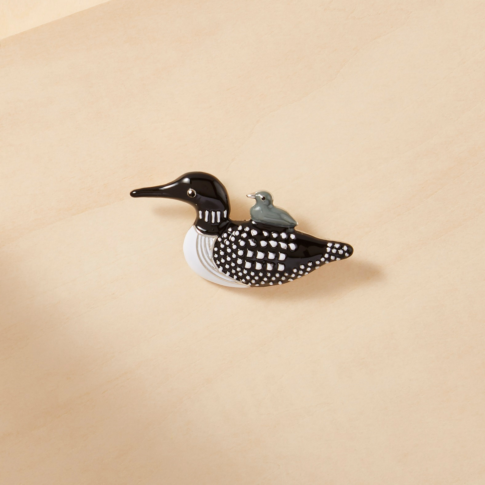 Canadian Loon and Baby Brooch