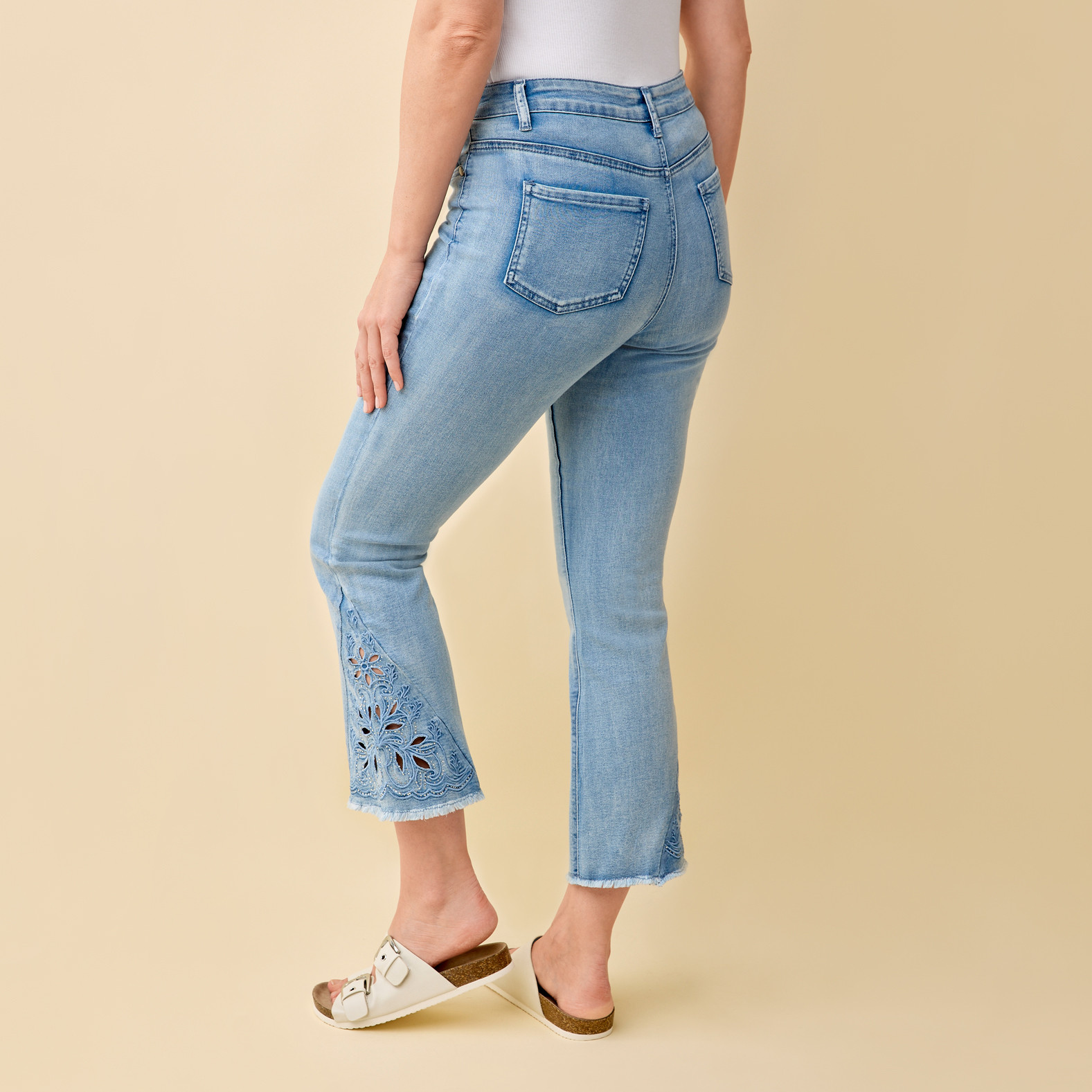 Embroidered Flare Jean Back View