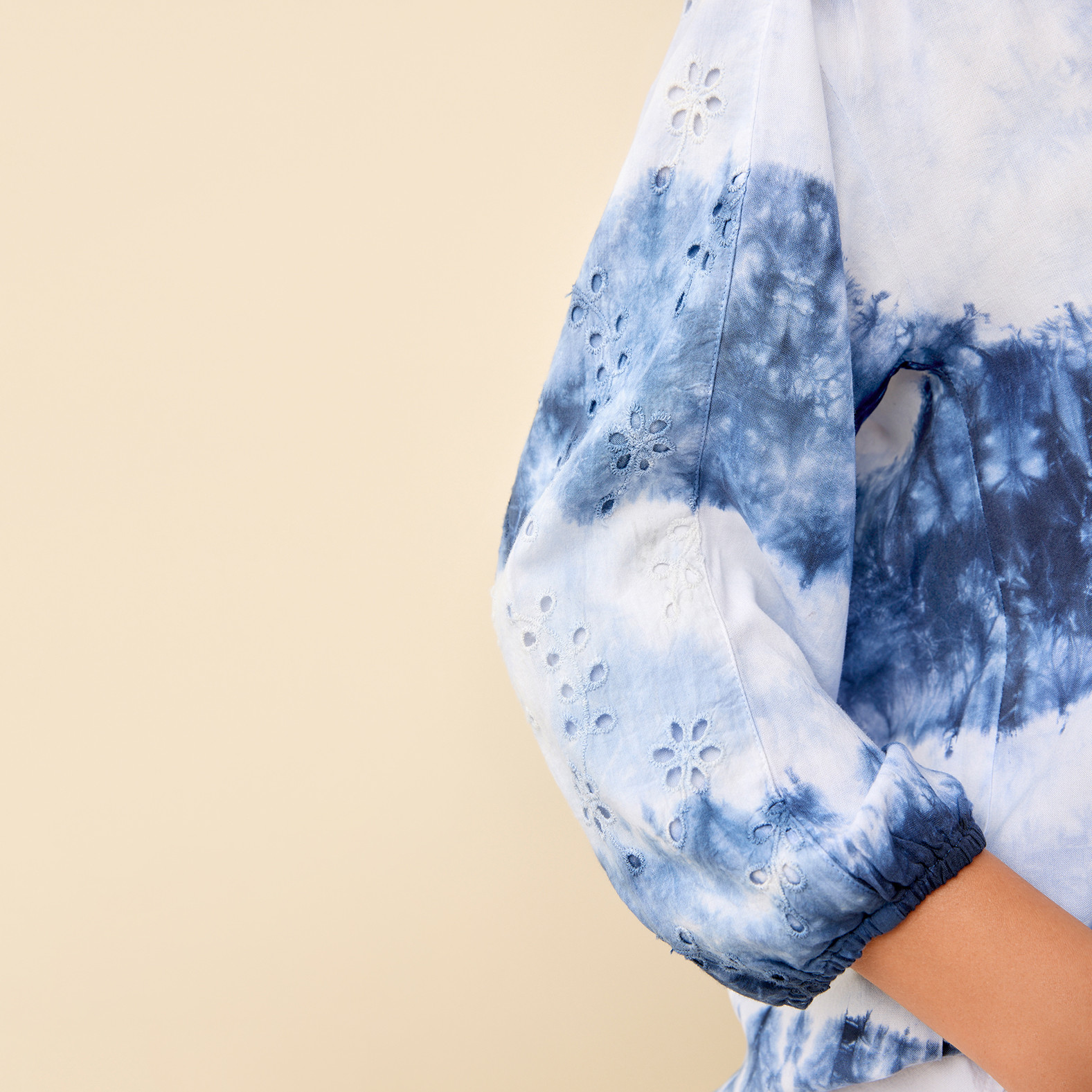Tie Dye Peasant Blouse  Close Up
