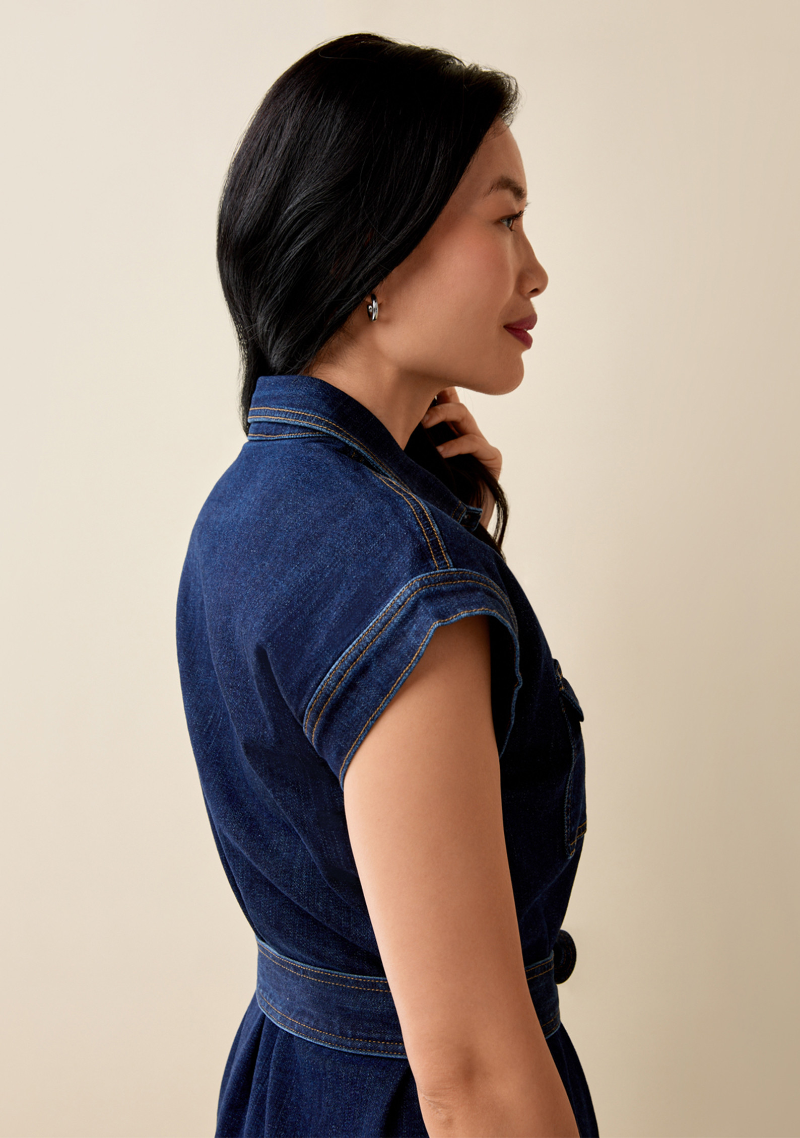 Dark Wash Denim Dress Side View