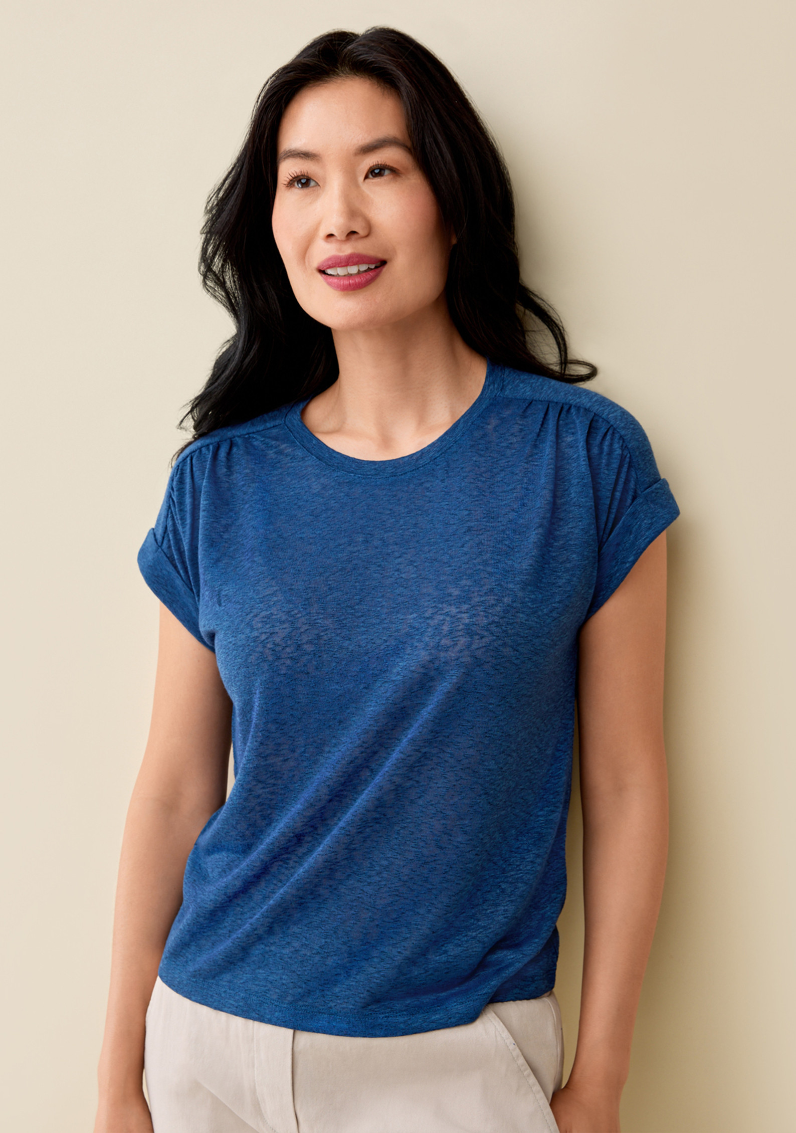 Rolled Short Sleeve Tee - Mystic Blue