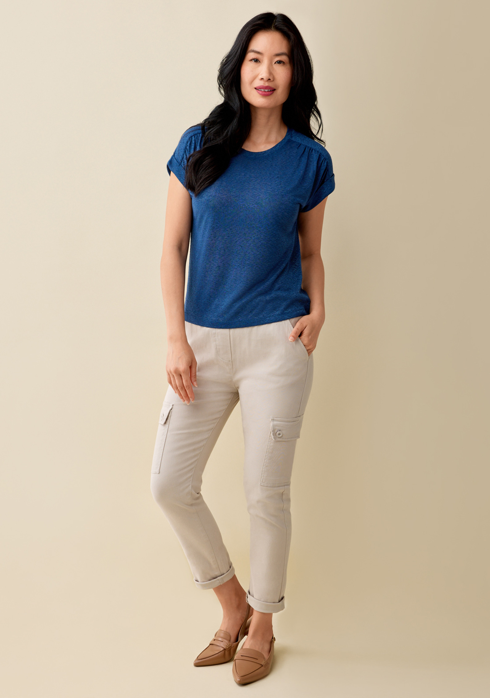 Rolled Short Sleeve Tee Full Body - Mystic Blue