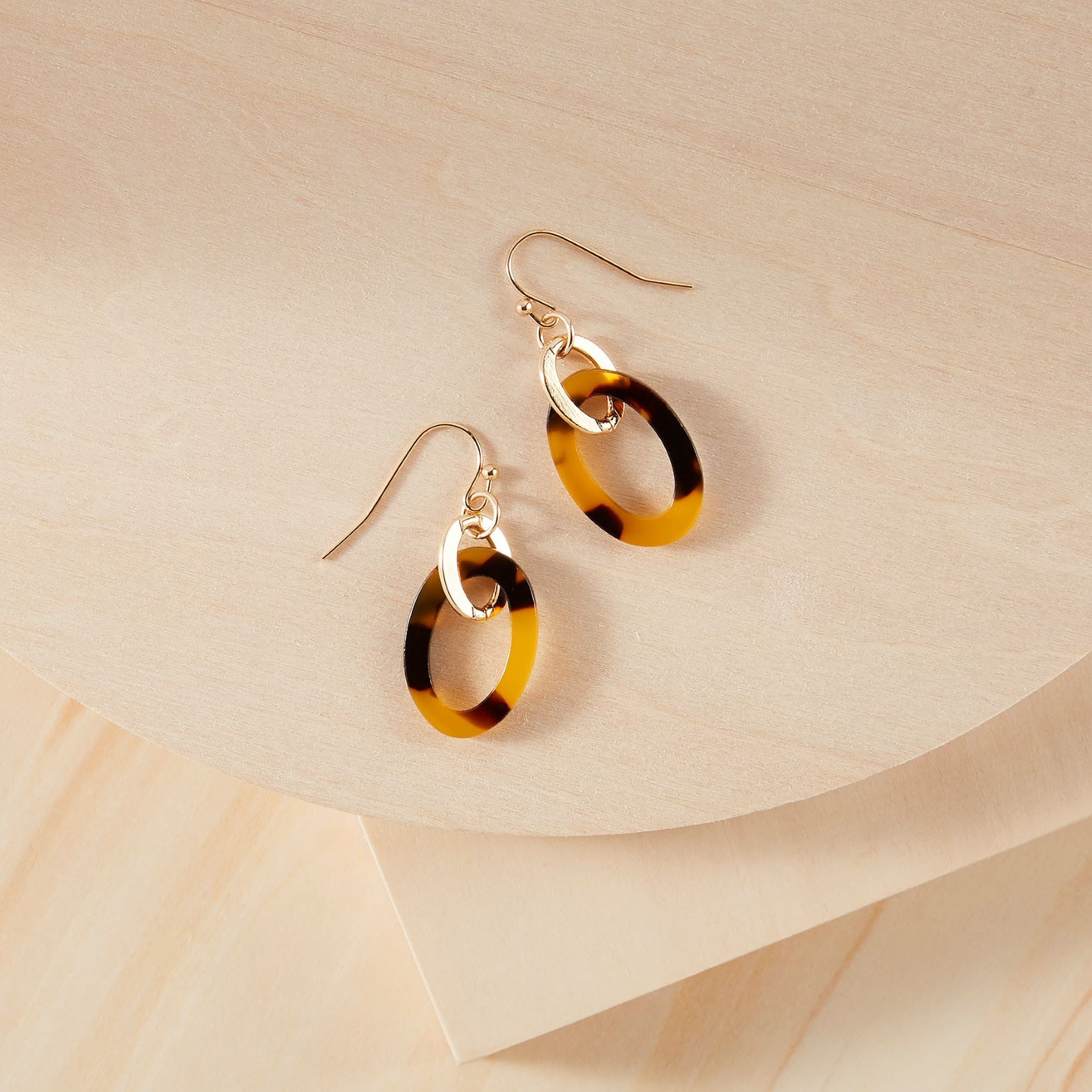 Oval Tortoise Drop Earrings