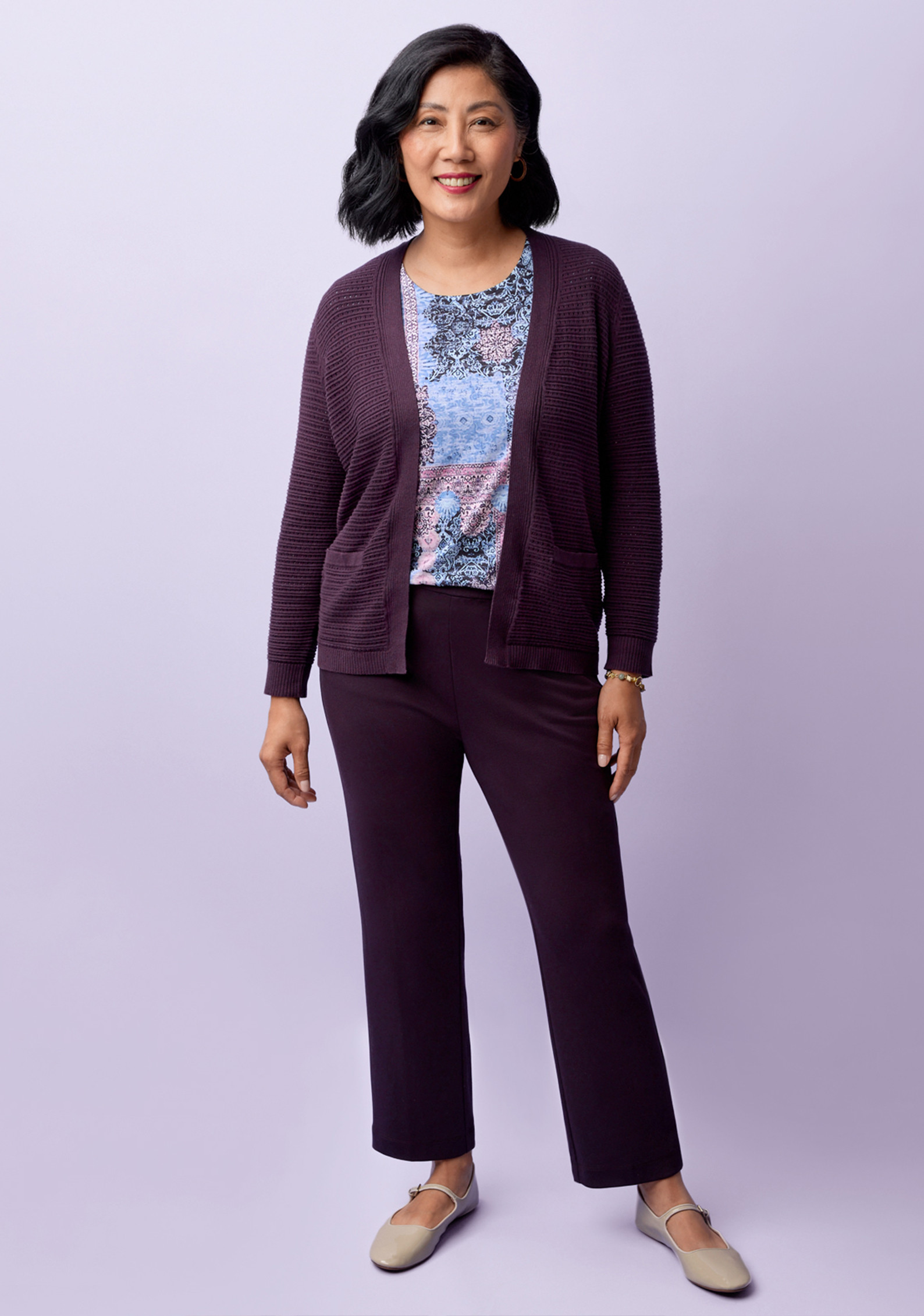Petite - Cotton Pointelle Cardigan Full Body