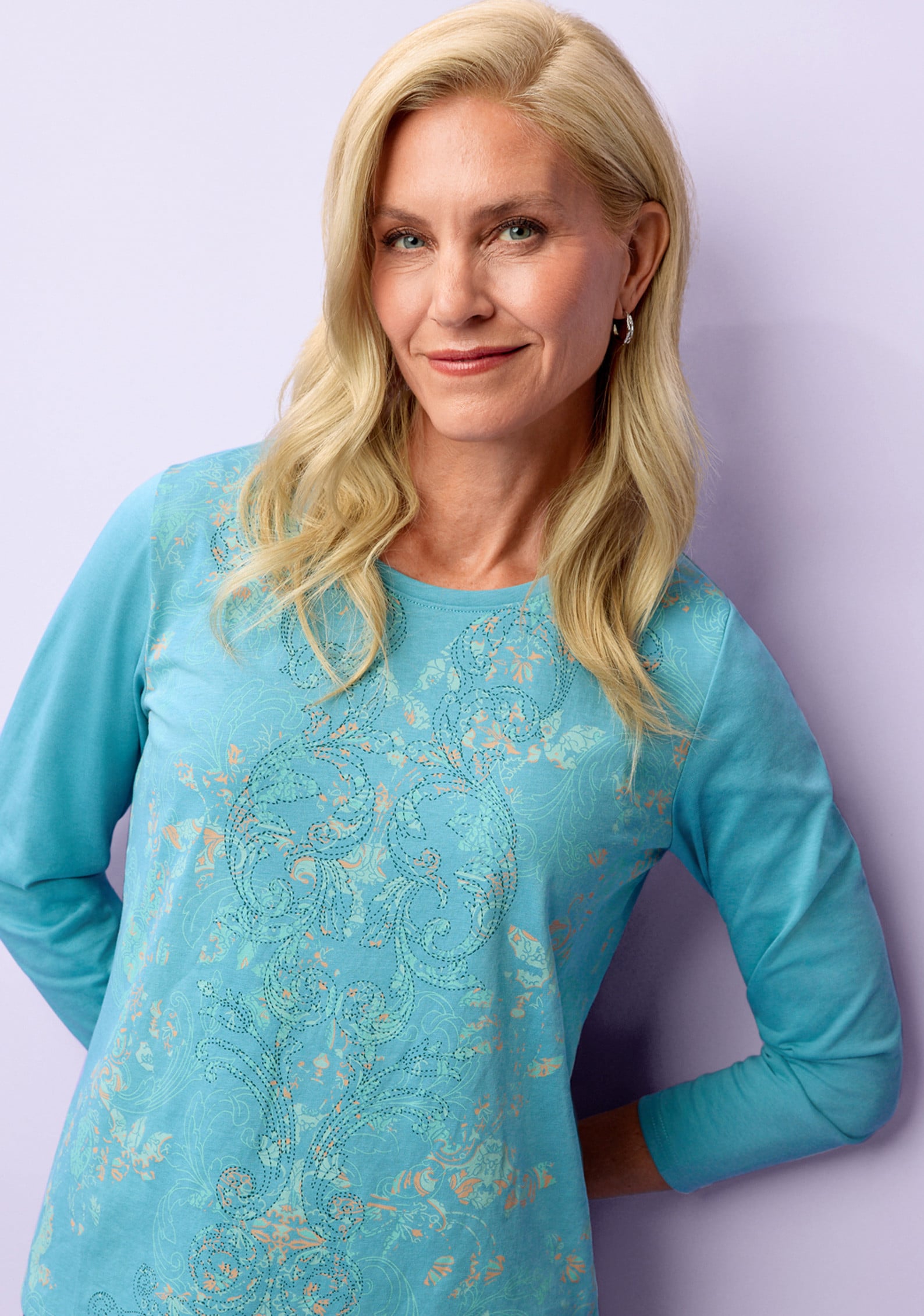 Petite - Paisley Print Tee Half Body