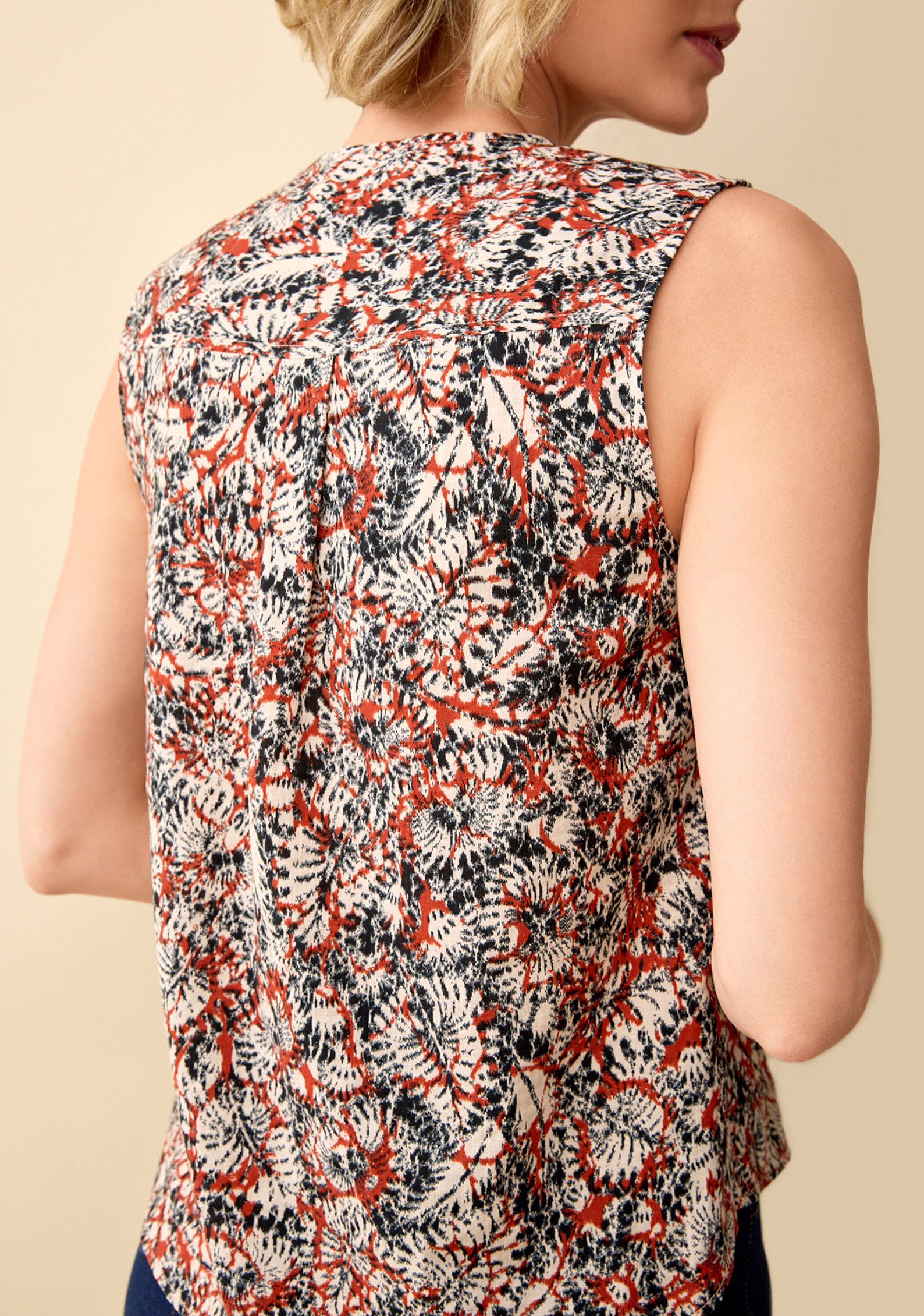 V-Neck Sleeveless Blouse  Back View