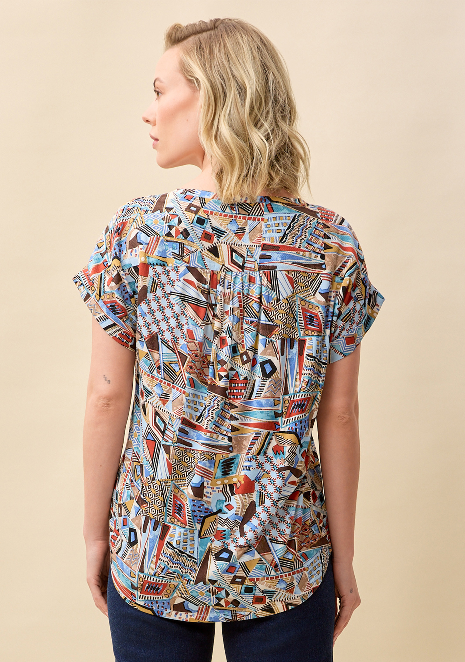 Geometric Printed Blouse Back View