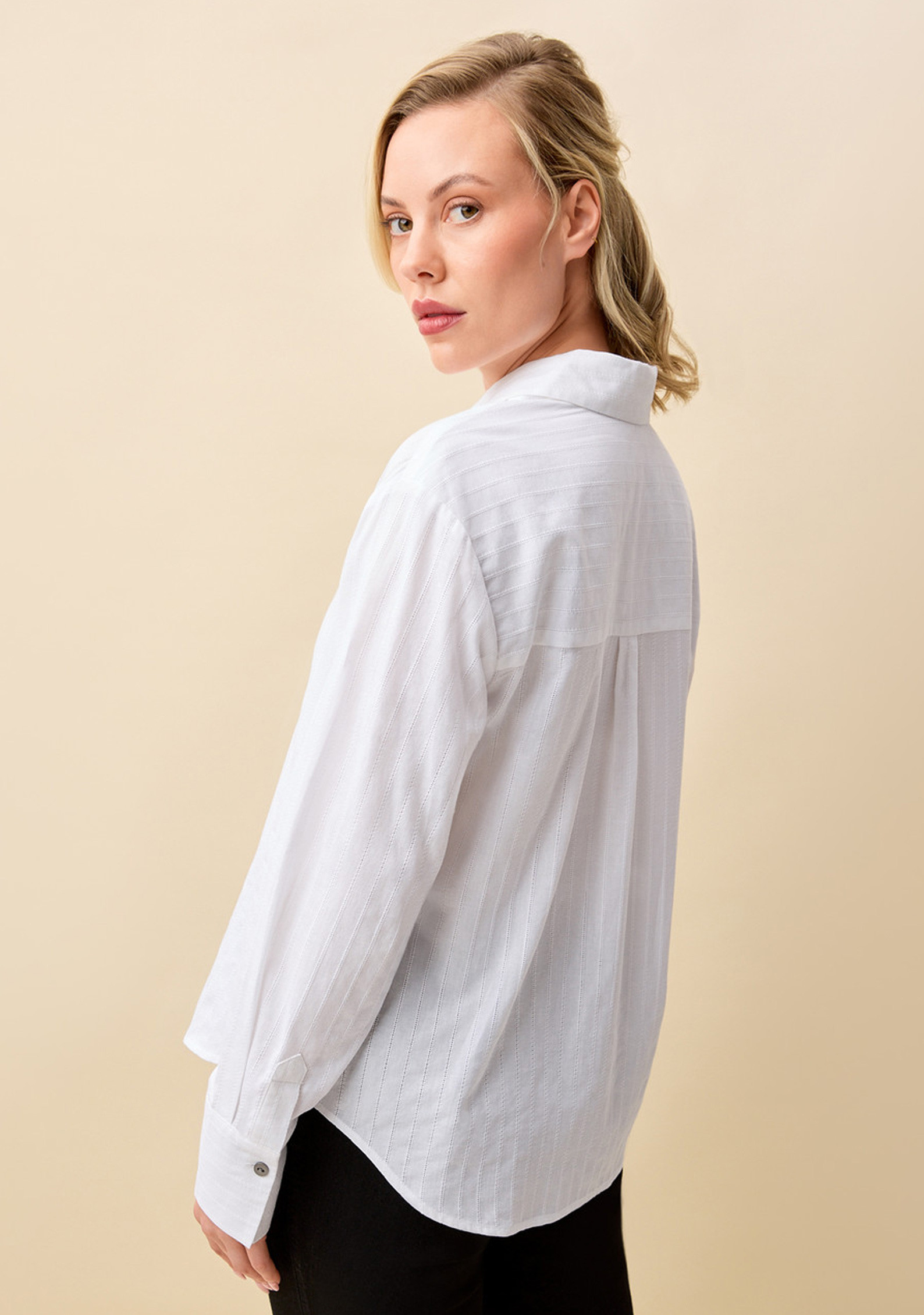 Pinstripe Button Down Shirt Back View