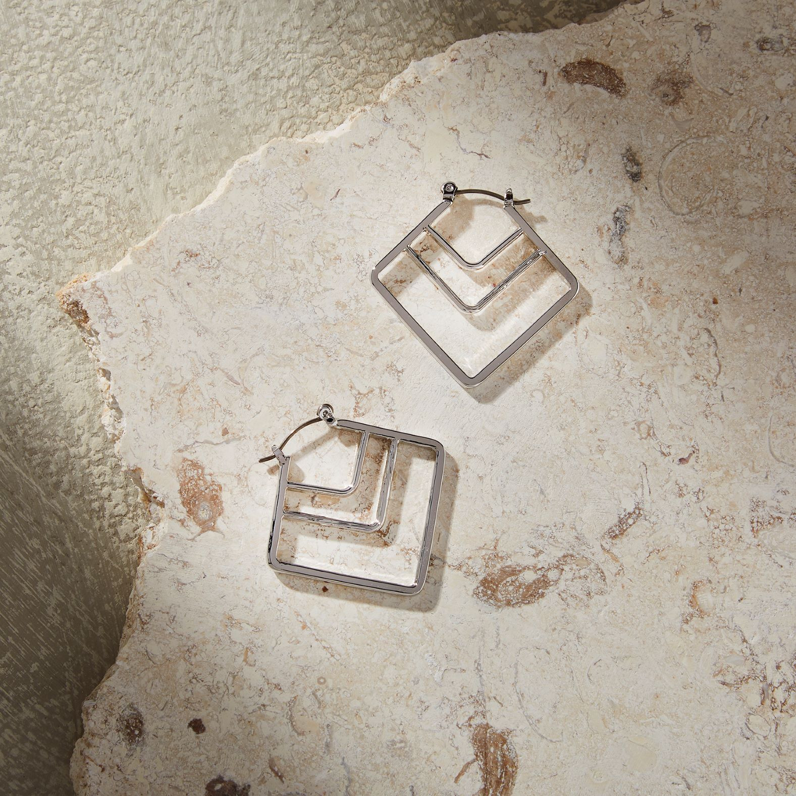 Chevron Open Hoop Earrings