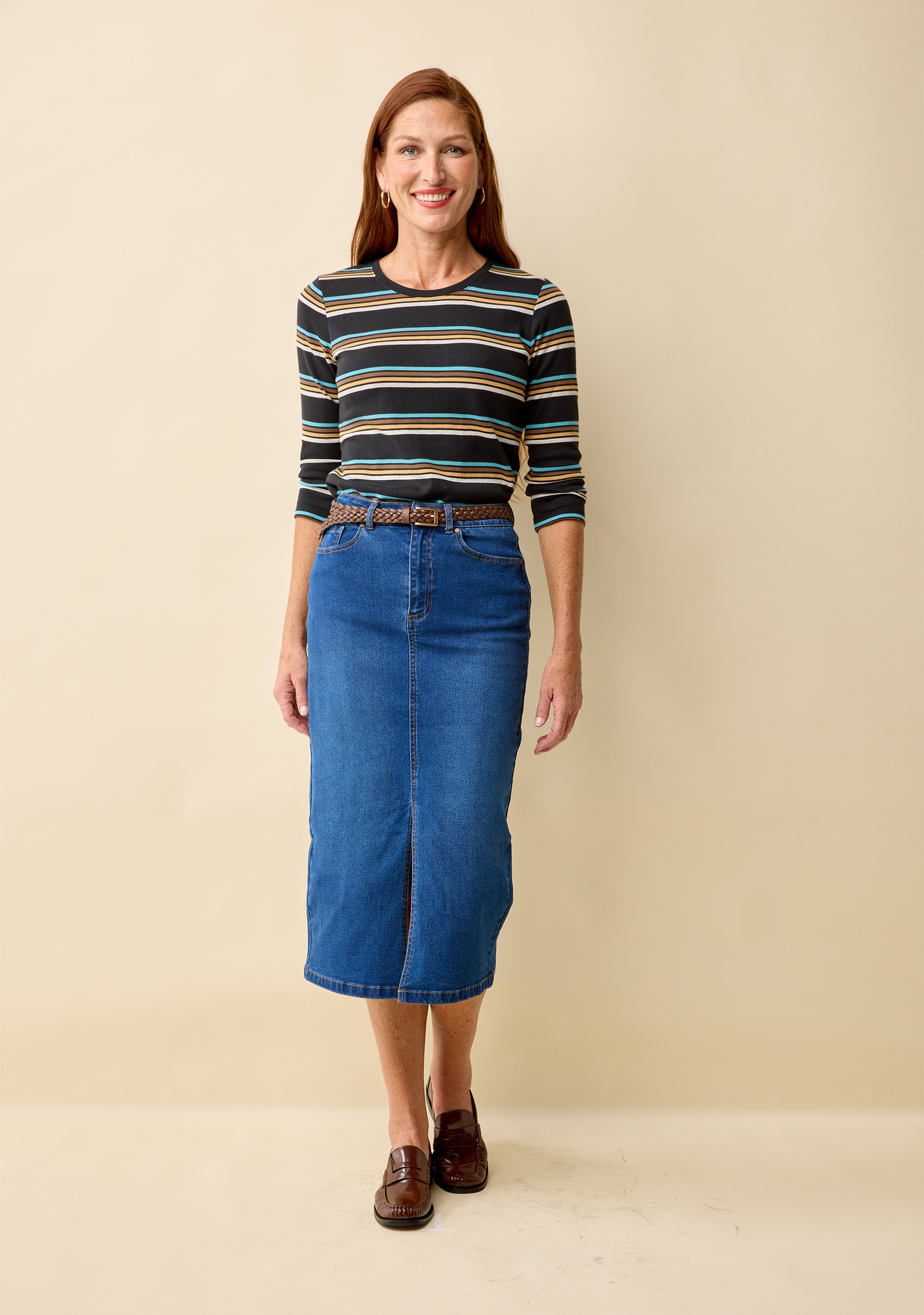 Everyday Fit Black Striped Tee Full Body
